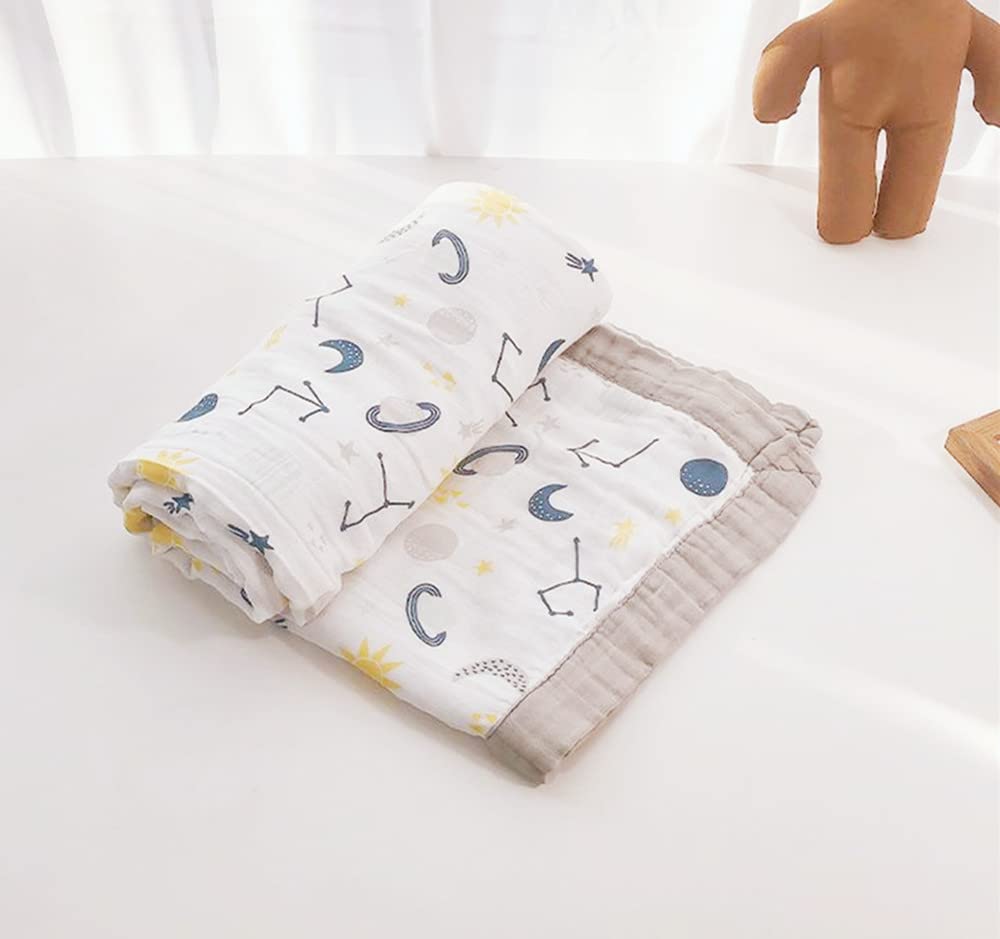 Premium Muslin Toddler Blanket - 47x47 Inch Oversized 2-Layer Cotton Baby Blanket for Boys & Girls | Lightweight, Breathable Stroller Blanket (Starry Sky Design) | Perfect for Nursery, Car Seat, Swaddling & Outdoor Use