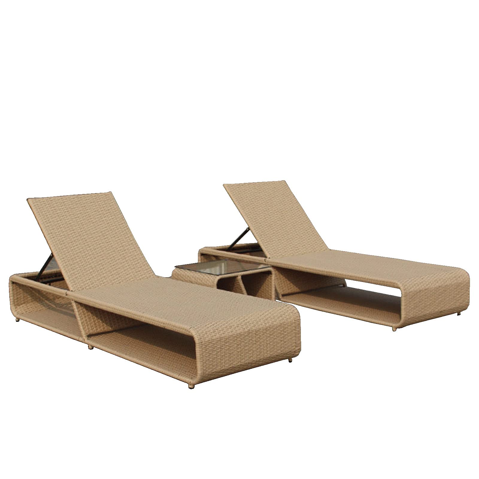 Premium Outdoor Chaise Lounge Chair Set - Adjustable Backrest, Waterproof PE Rattan Poolside Furniture for Patio, Garden & Beach Relaxation | Perfect for Sunbathing, Swimming Pool Lounging & Backyard Decor
