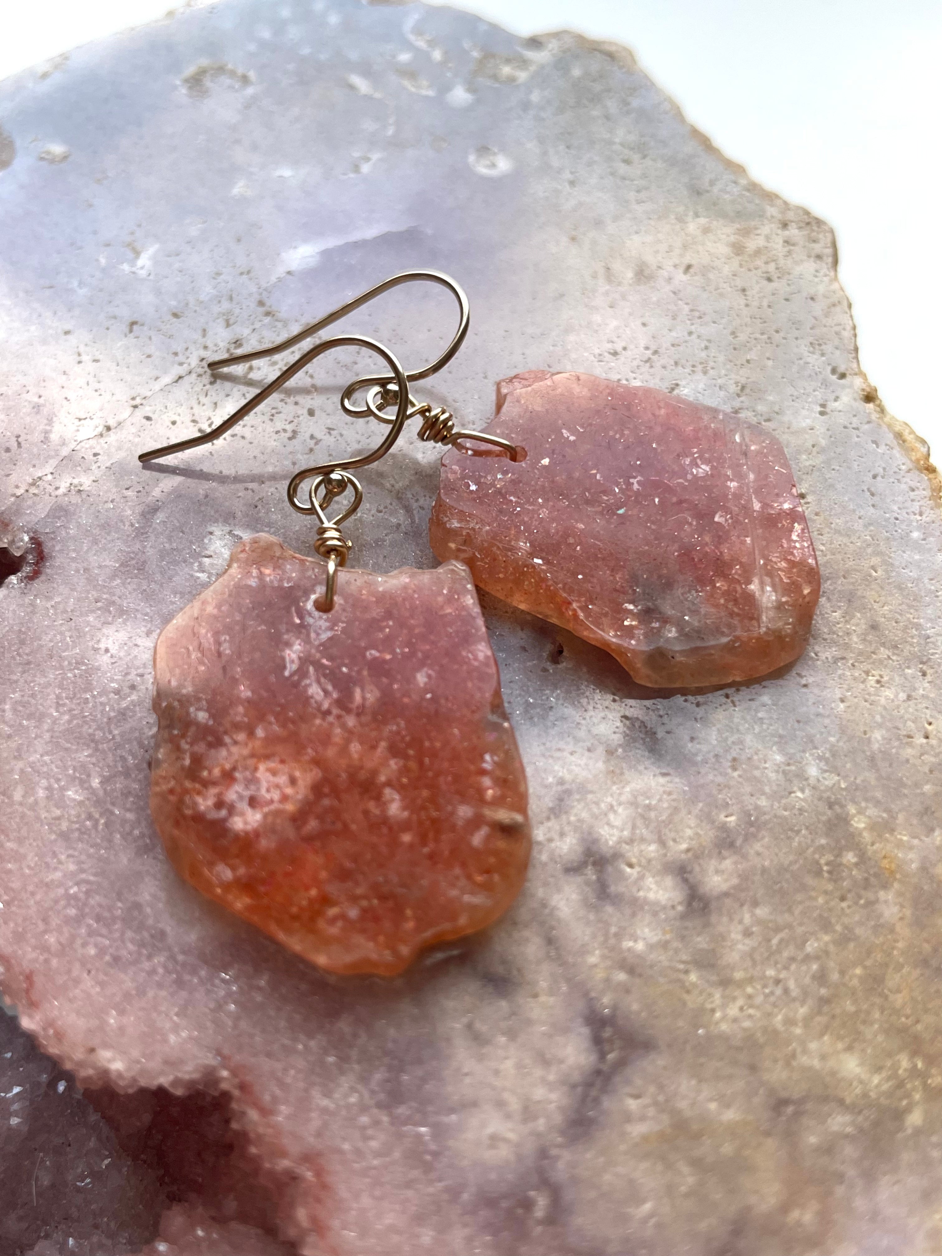 Orange Sunstone Gold Filled Crystal Gemstone Earrings for Women | Healing Stone Jewelry | Perfect for Everyday Wear, Meditation & Gift Giving