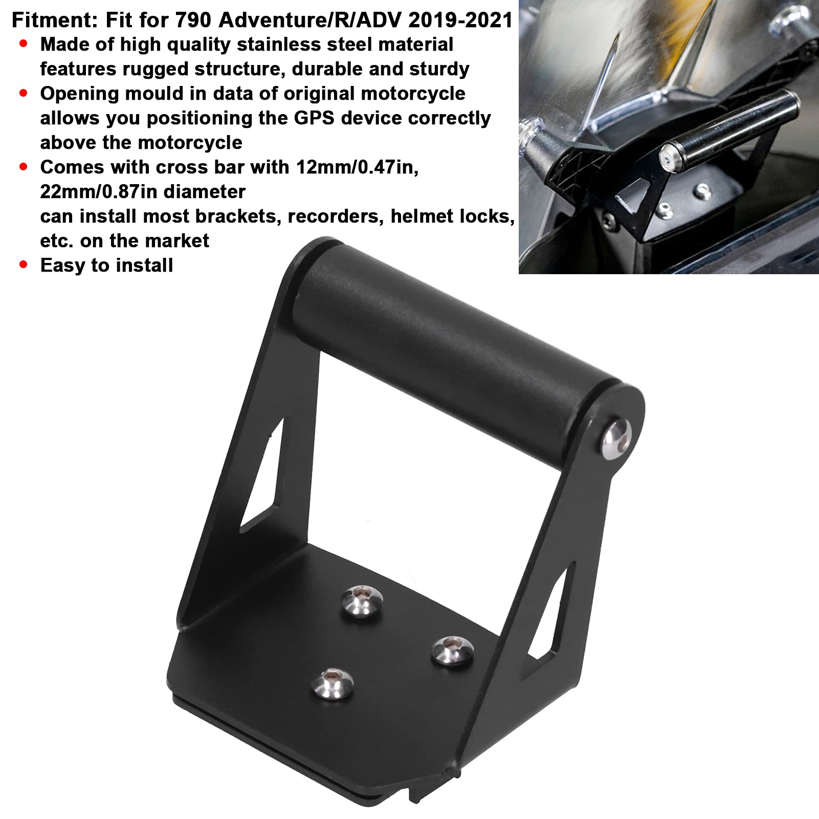 KIMISS Motorcycle GPS Phone Mount Holder - Universal Windshield Navigation Bracket for 790 Adventure/R/ADV 2019-2021 - Perfect for Adventure Riding & Off-Road Navigation
