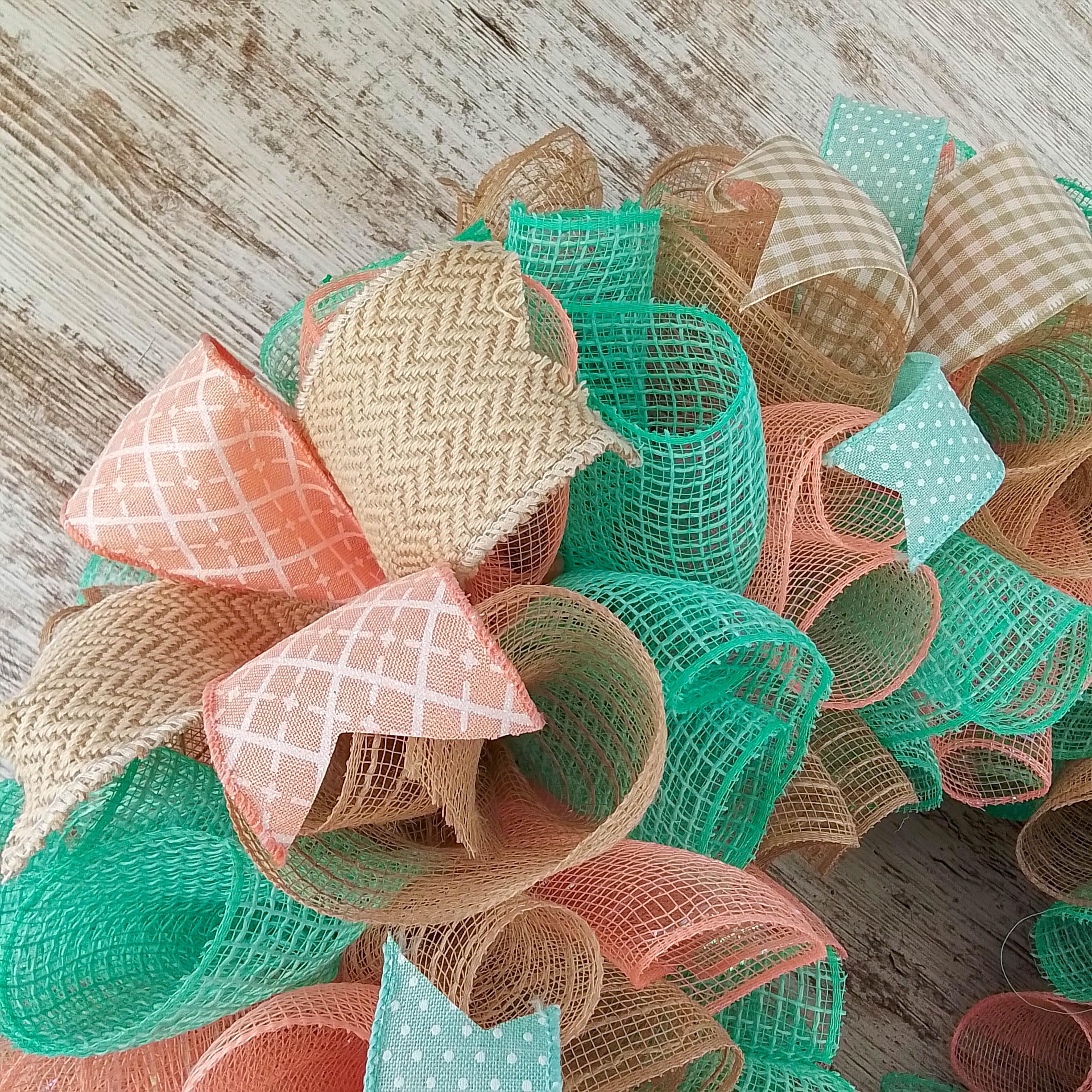 All Year Round Wreath - Elegant Everyday Birthday Gift for Women - Mint Coral Jute Decor - Perfect for Home, Office, and Party Decorations