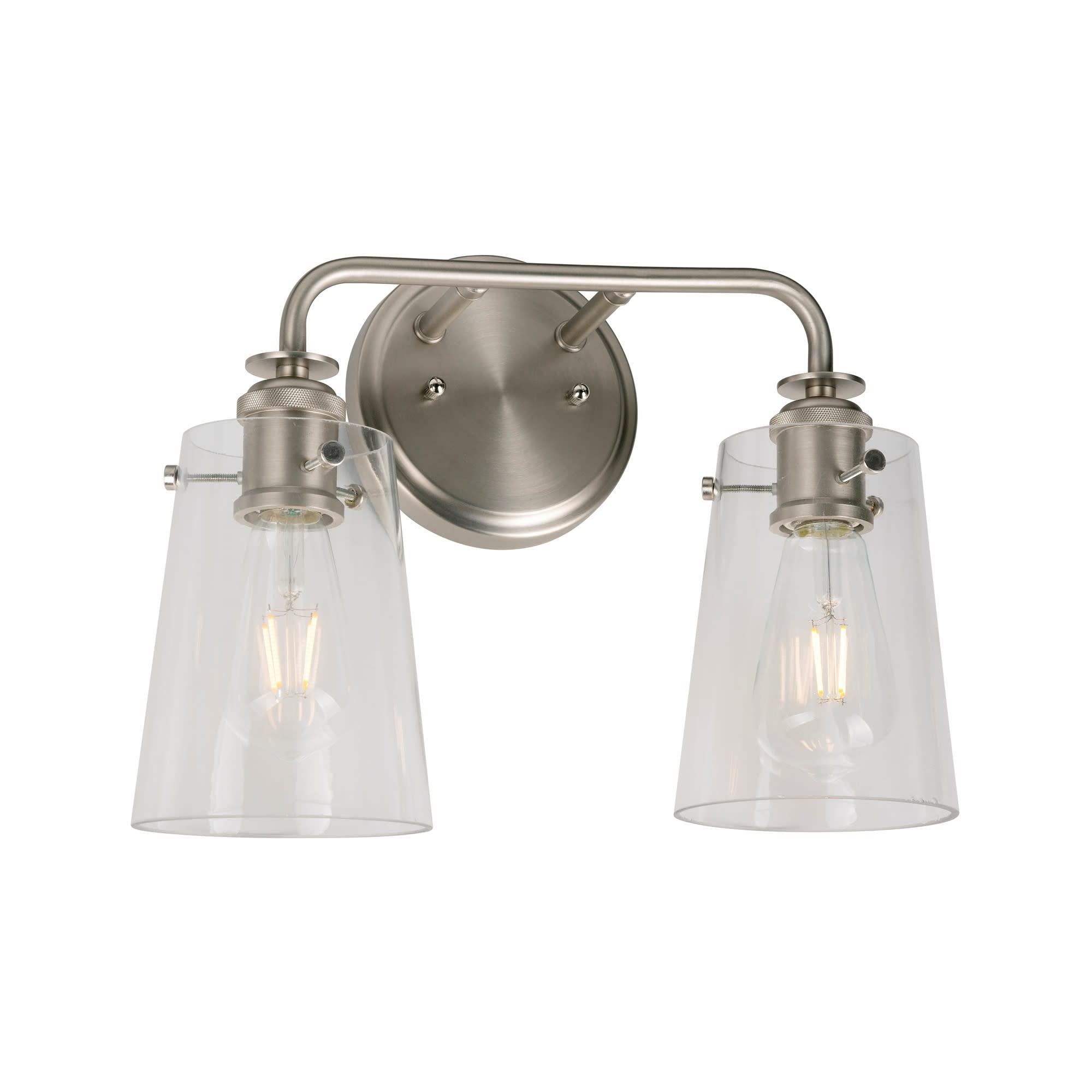 Forte 5118-02-62 Modern Two Light Bathroom Vanity Light Fixture in Black and Soft Gold Finish - Perfect for Bathroom, Powder Room, and Master Suite Lighting
