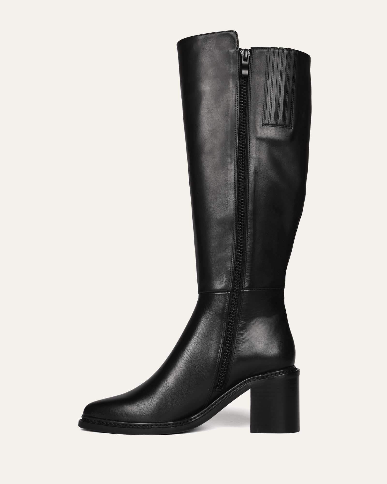 Anissa Knee High Boots for Women - Black Genuine Leather Boots - Stylish & Comfortable for Fall, Winter & Casual Outfits