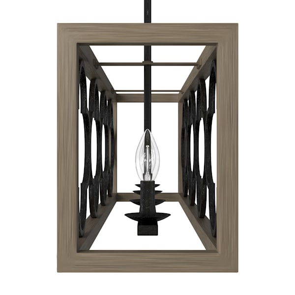 Hunter Gablecrest 4-Light Linear Chandelier in French Oak Finish - Modern Farmhouse Ceiling Lighting for Dining Room, Kitchen Island & Entryway