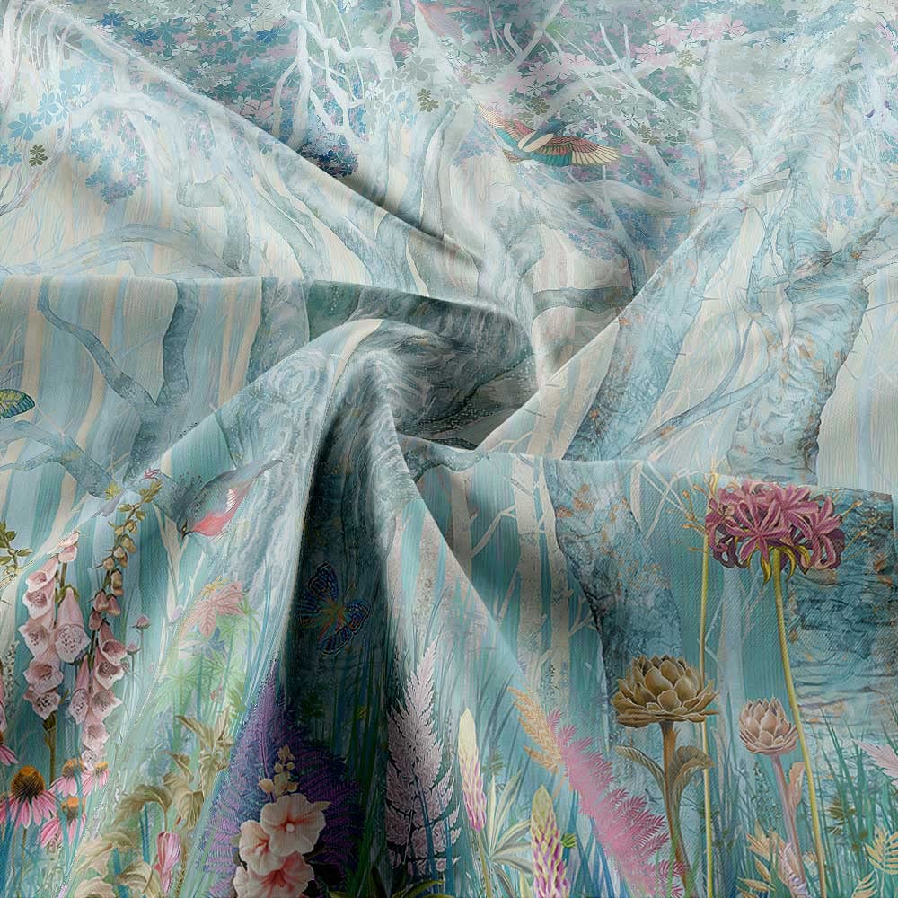 Enchanted Forest Shower Curtain - Vibrant Fairytale Woodland Jungle Design with Trees, Birds & Flowers | 69x75 Inch Waterproof Fabric Bathroom Decor for Christmas & Everyday Use | Includes Hooks for Easy Installation