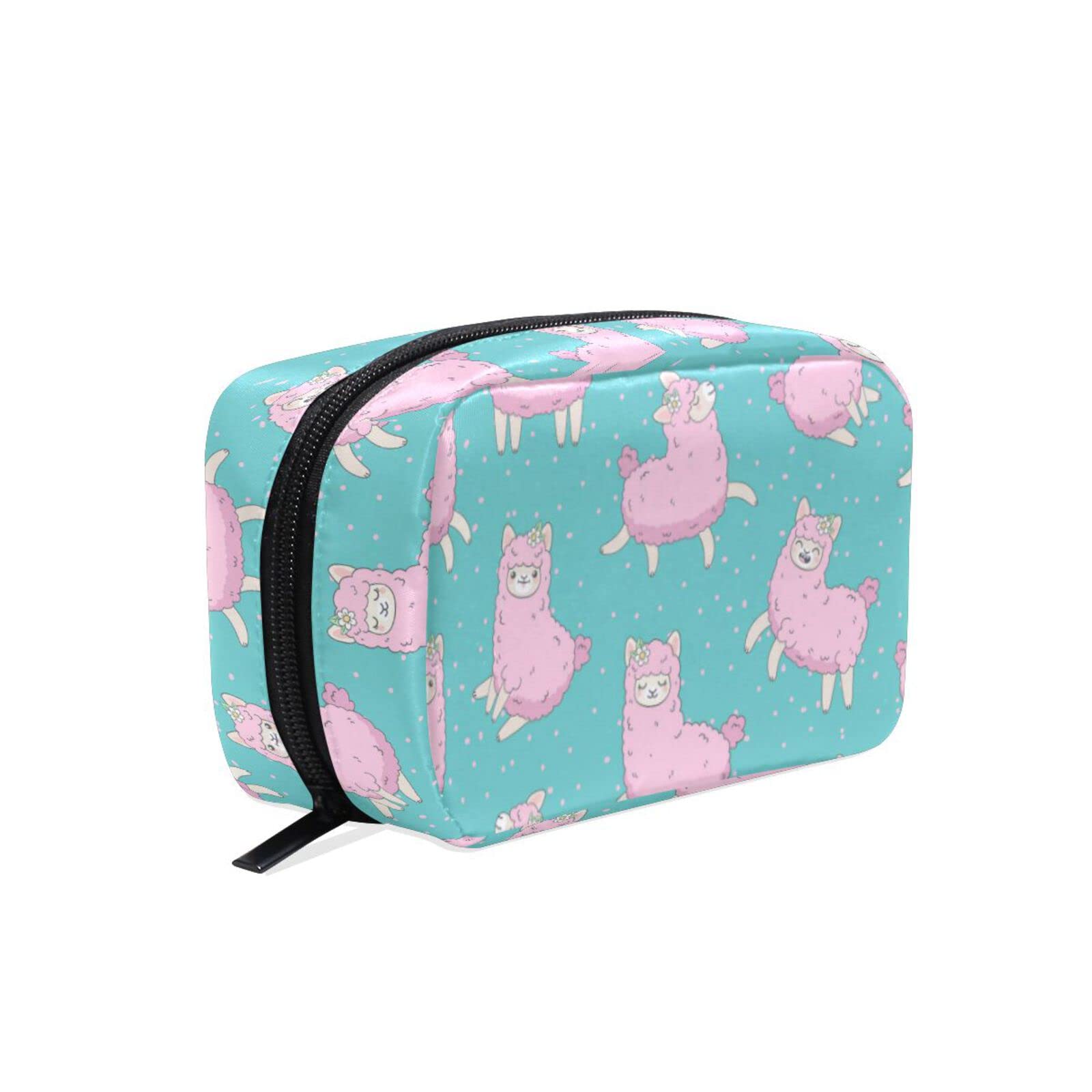 Alpaca Print Makeup Bag for Women - Portable Square Cosmetic Travel Organizer with Zipper - Waterproof Toiletry Storage Pouch for Travel, Gym & Daily Use