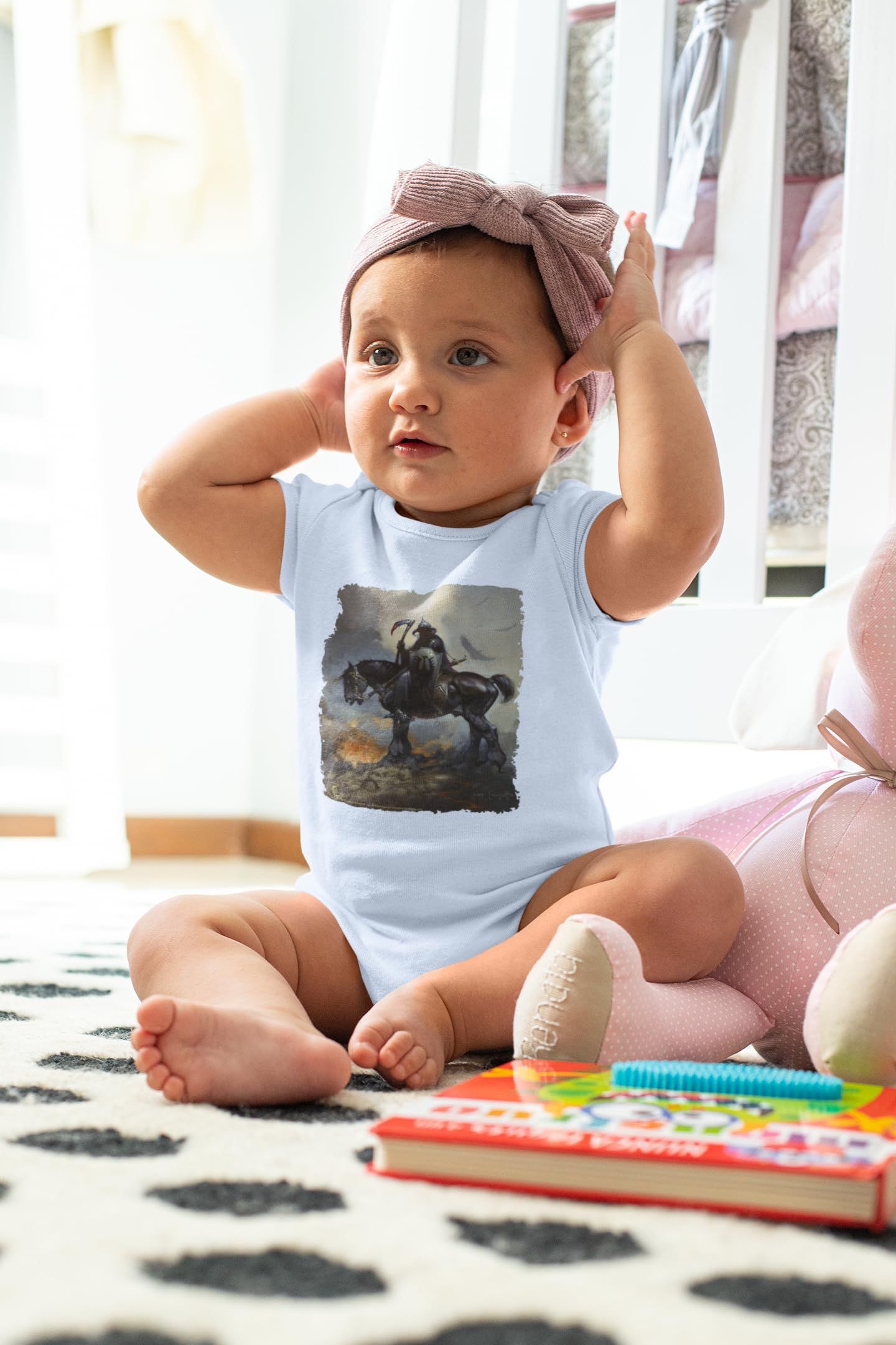 Pop Threads Death Dealer by Frank Frazetta Horror Art Baby Bodysuit - Cute Gothic Outfit for Infants & Toddlers (Boy/Girl) - Perfect for Halloween, Comic Con & Dark Fantasy Themed Events