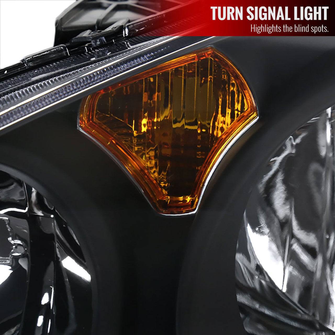 2002-2004 Acura RSX Headlight Housing Kit - Matte Black Housing with Clear Lens & Amber Reflectors | Factory Style Replacement Headlights for Improved Night Visibility