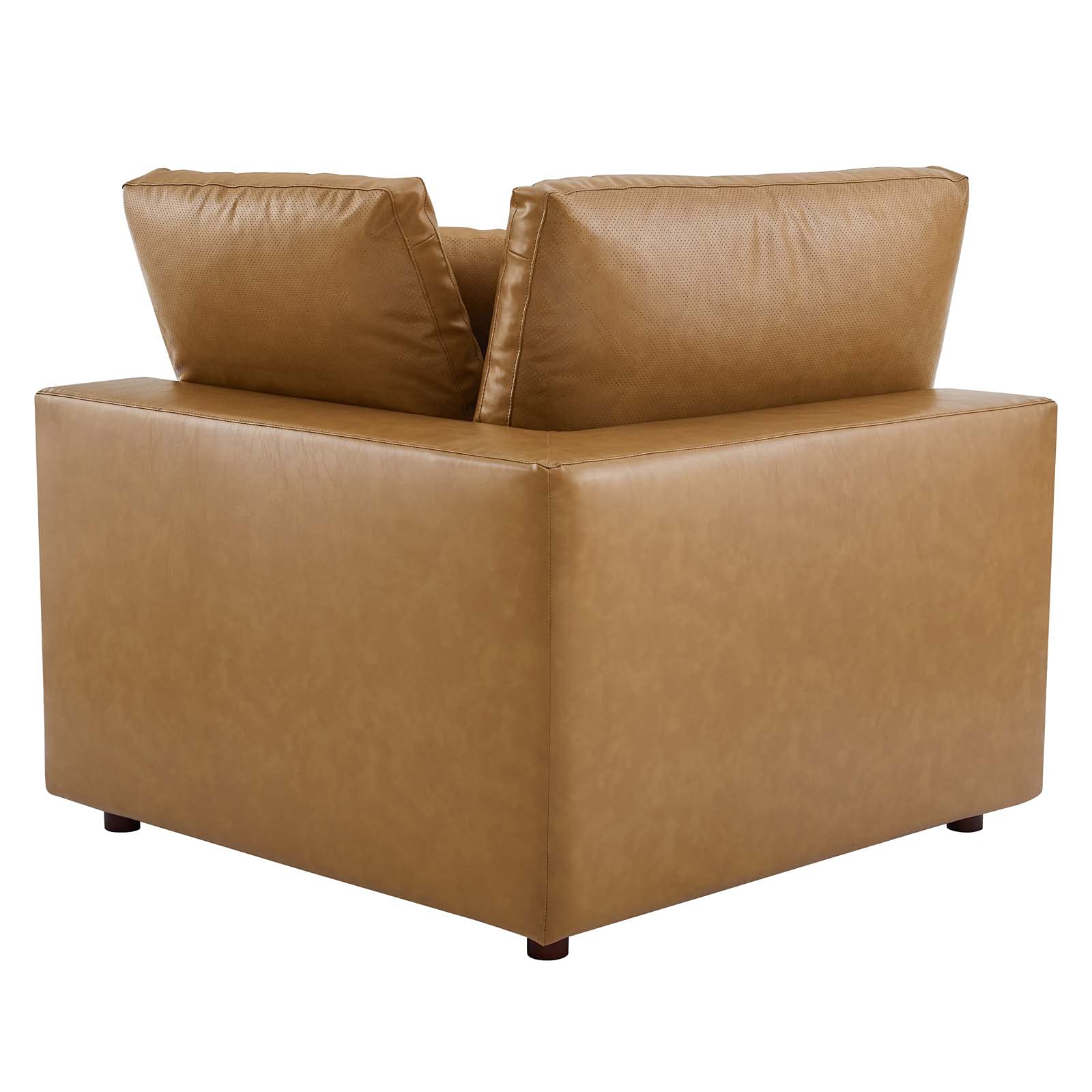 Modway Commix Modular Sofa - Armless Corner Sectional Couch in Tan Vegan Leather for Living Room, Lounge & Small Spaces