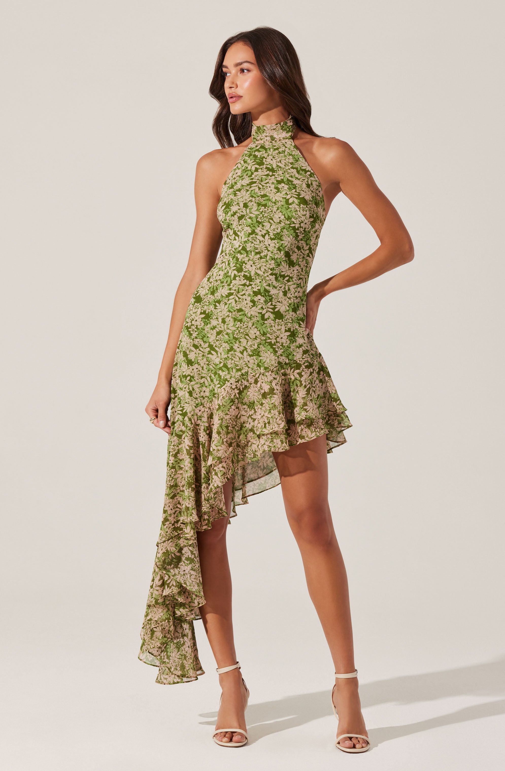 Green taupe floral