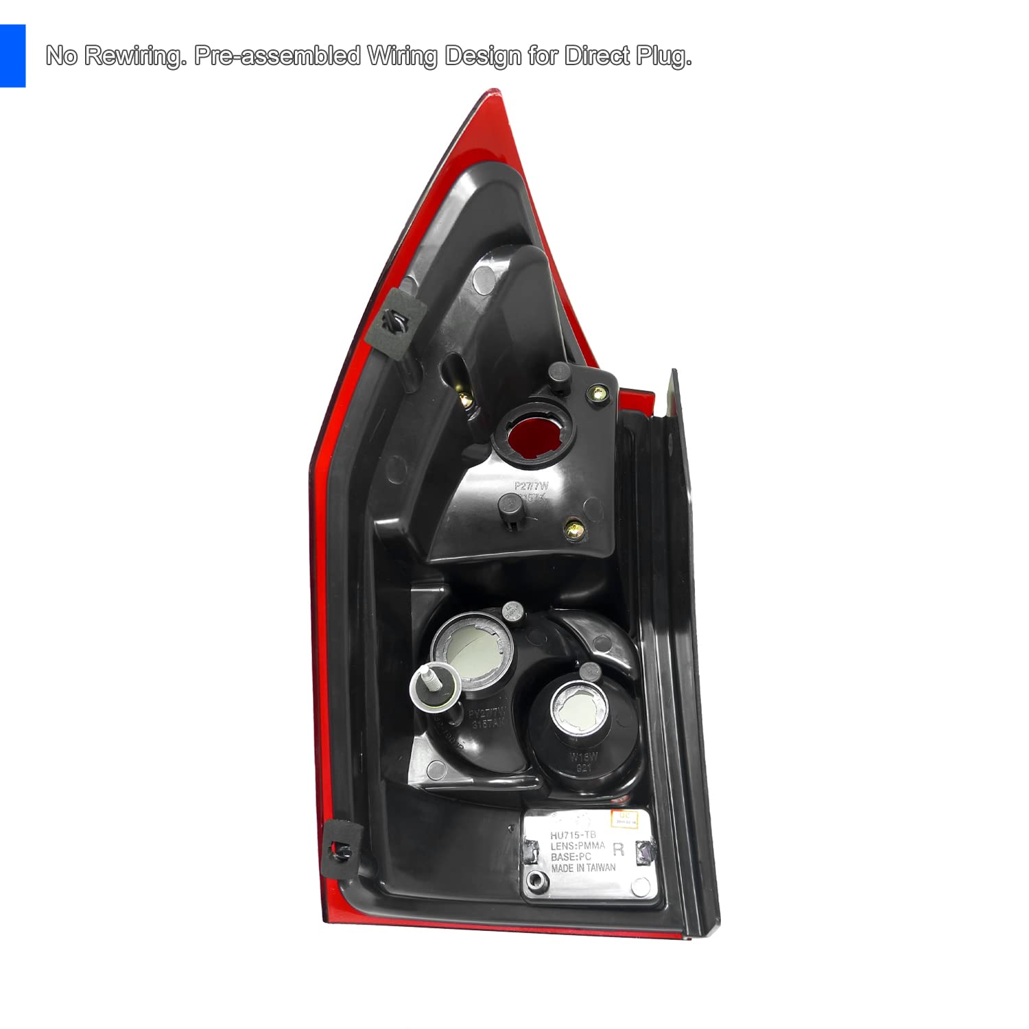 Spec-D Tuning Black Housing Red/Clear Lens Tail Lights for 2005-2008 Dodge Magnum - Left & Right Pair Assembly - Perfect for Car Customization & Nighttime Safety