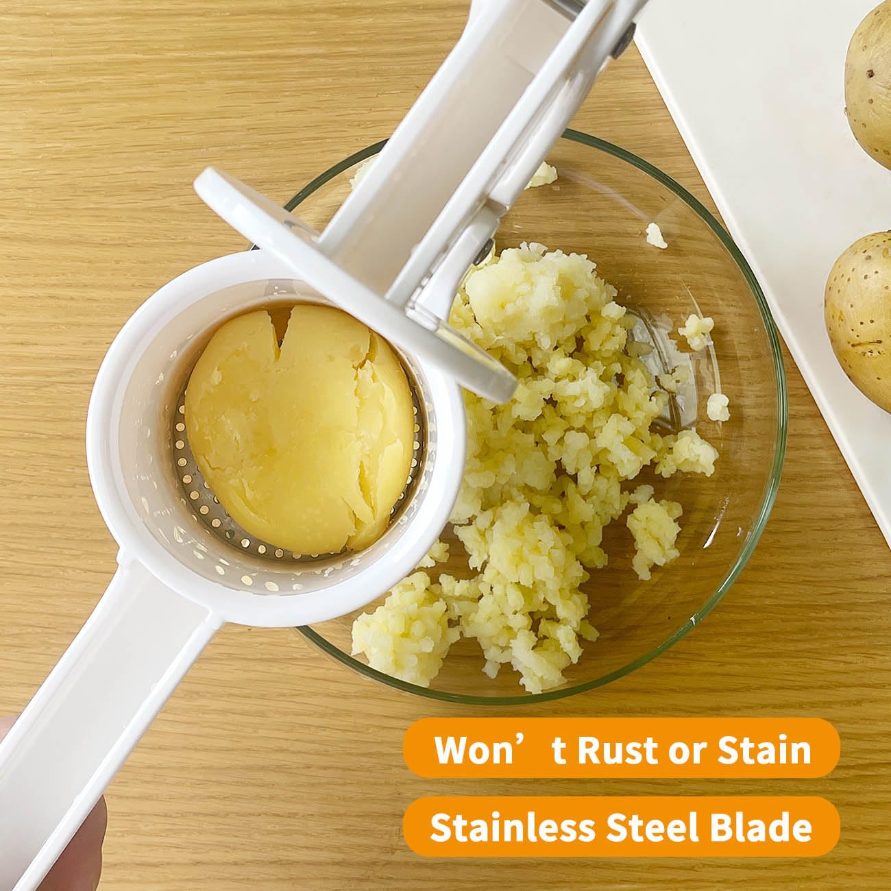Premium Potato Ricer & Masher with 3 Interchangeable Discs - Heavy Duty Stainless Steel Kitchen Tool for Smooth Mashed Potatoes, Vegetables, Baby Food & Purees - Ideal for Home Cooking, Meal Prep & Restaurant Use