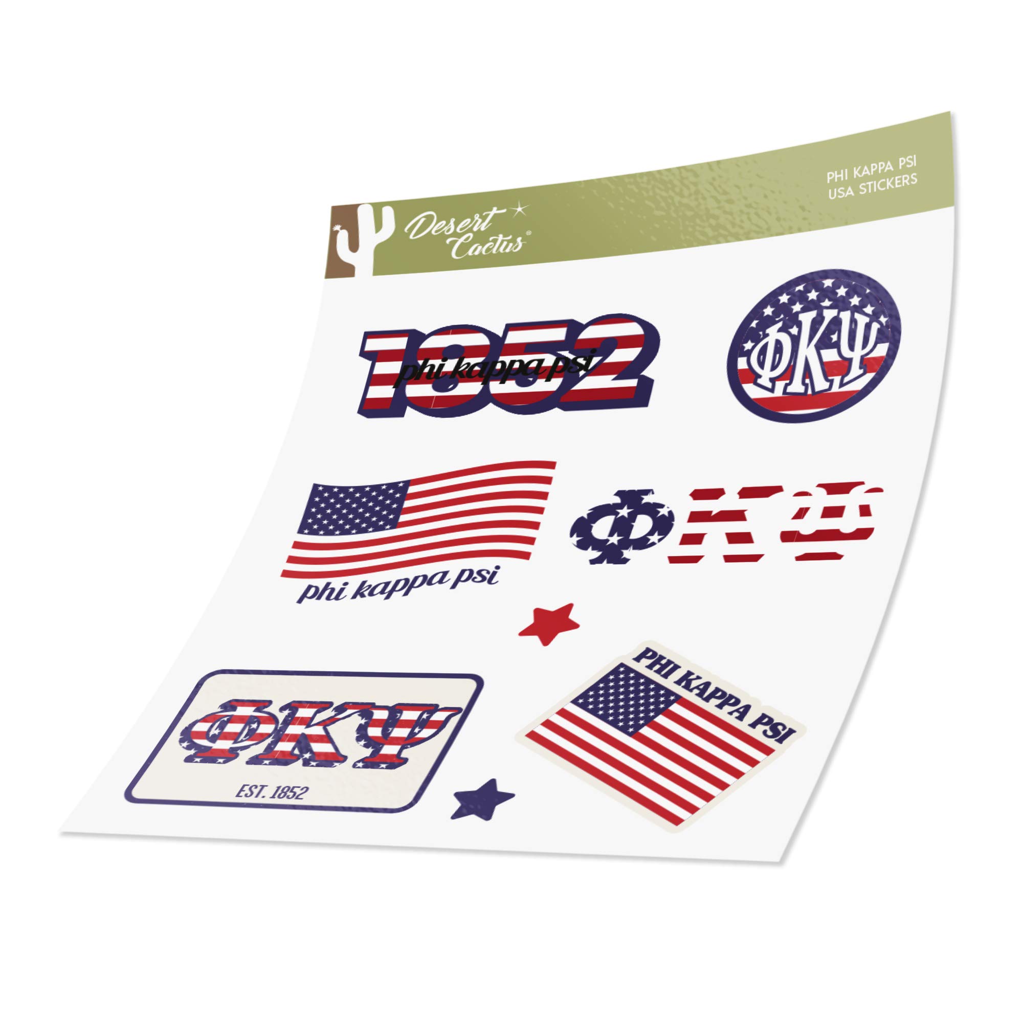 Desert Cactus Phi Kappa Psi Sticker Decal - Waterproof Vinyl for Laptop, Water Bottle, Car & More - USA Made - Perfect for Fraternity Pride & College Dorm Decor