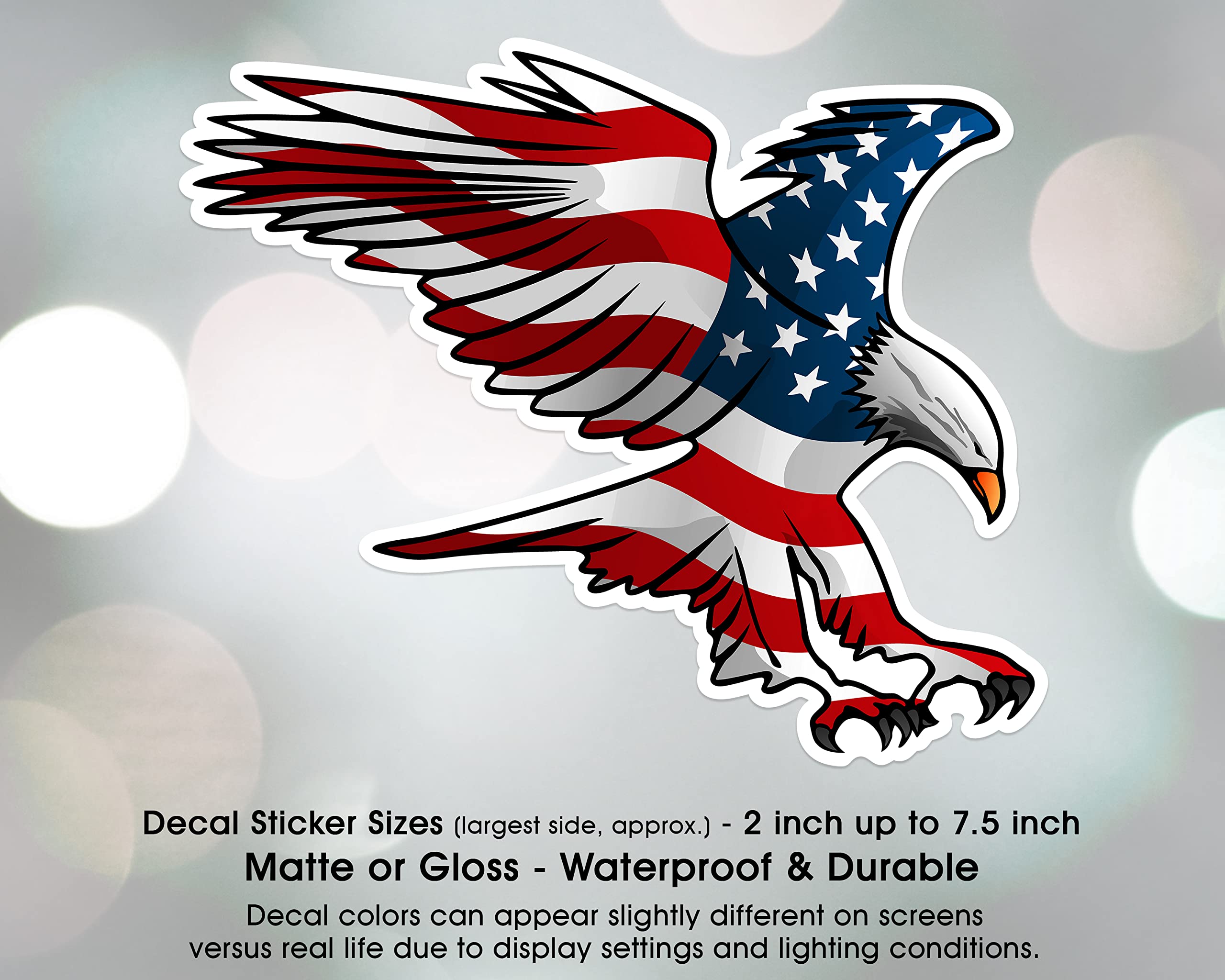 American Flag Bald Eagle Swooping Patriotic Decal - Waterproof Vinyl Sticker for Cars, Tumblers, Laptops | Perfect for 4th of July, Veterans Day & Patriotic Decor