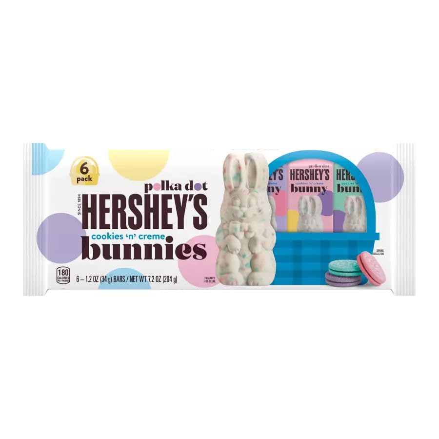 Hershey's Cookies 'n' Creme Polka Dot Bunny Easter Chocolate Candy - 36 Pack (1.2 Oz Each) - Perfect for Easter Baskets, Gifts, Party Favors & Holiday Treats - Delicious Milk Chocolate Bunny for Kids & Adults