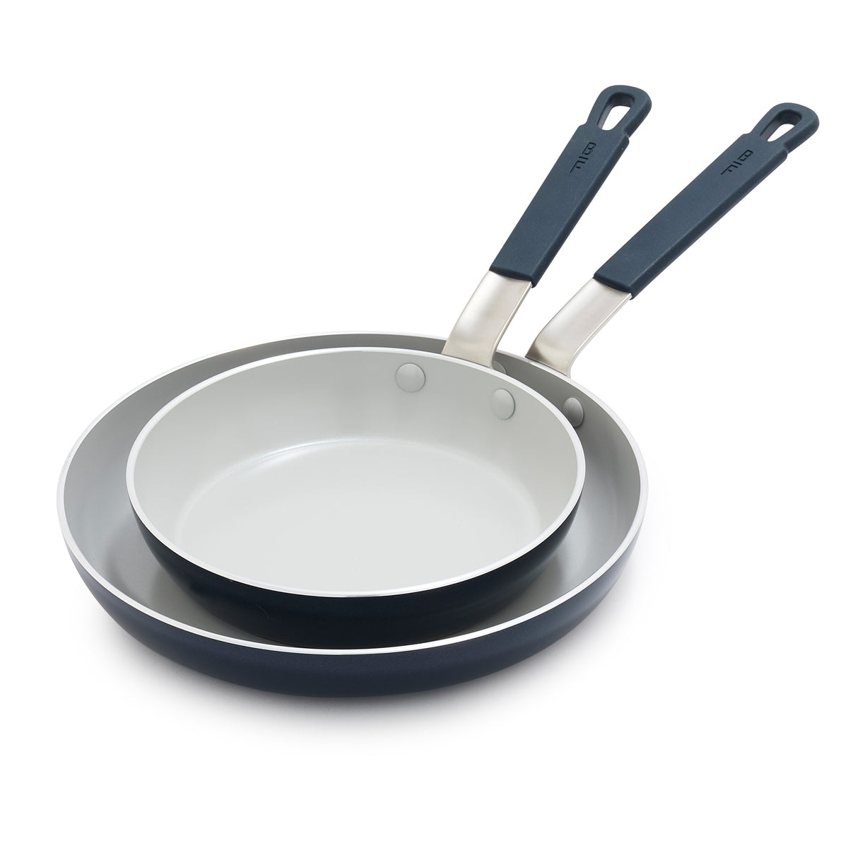 Bobby Flay by GreenPan Professional Ceramic Nonstick 8 and 10-Inch Frypan Set, Oxford Blue - Perfect for Sautéing, Frying & Healthy Cooking in Modern Kitchens