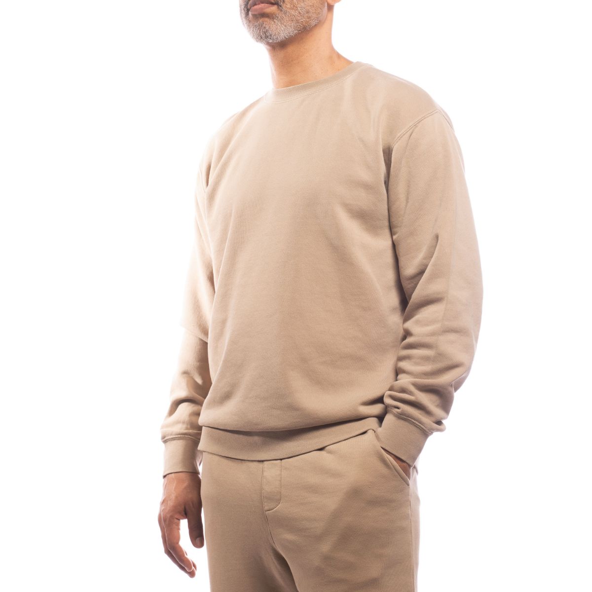 Upcycled Crewneck Sweatshirt in Sand - Eco-Friendly Sustainable Fashion for Men & Women | Perfect for Casual Wear, Street Style & Everyday Comfort