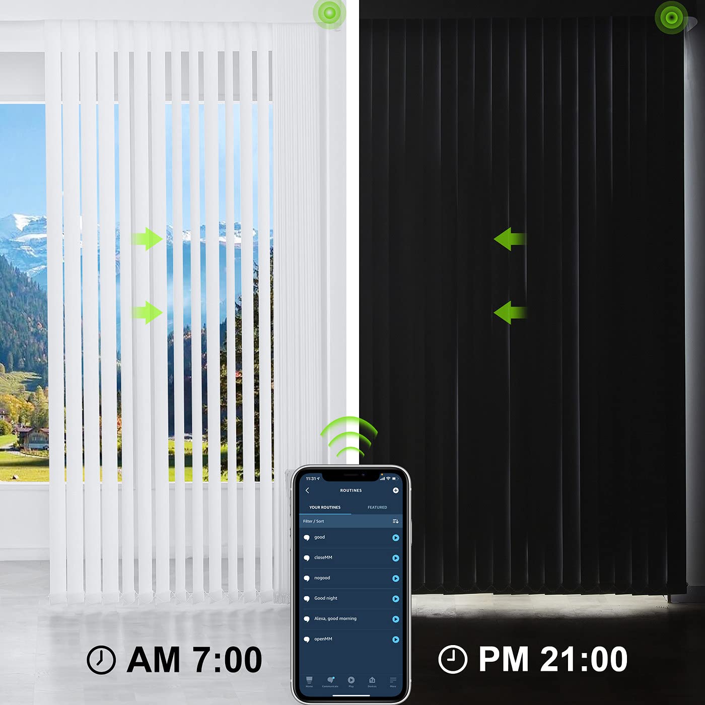 Yoolax Motorized Vertical Blinds for Sliding Glass Doors - Smart Blackout Window Shades Compatible with Alexa & Google Home - Custom Size White - Perfect for Patio Doors, Living Room & Bedroom Windows