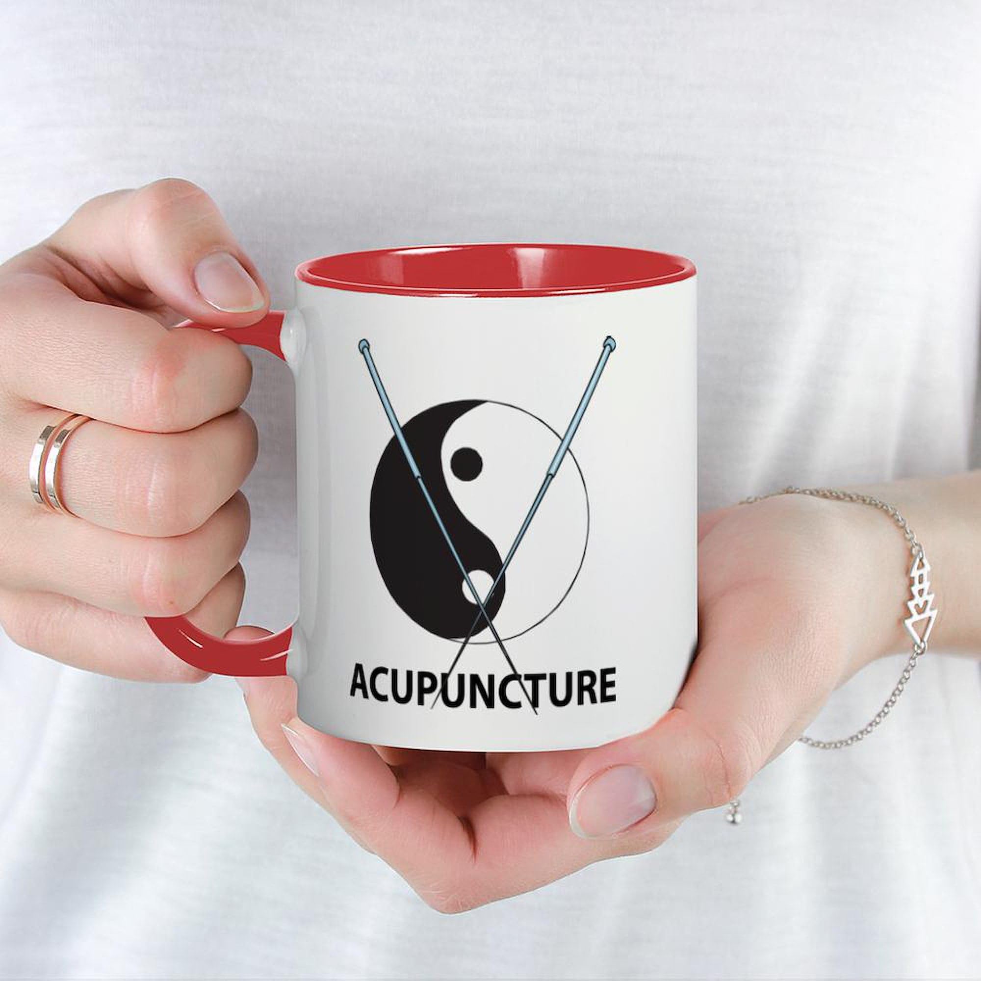 Acupuncture Design Ceramic Coffee Mug 11 oz (325 ml) - Funny Gift for Acupuncturists, Perfect for Tea, Coffee & Office Use