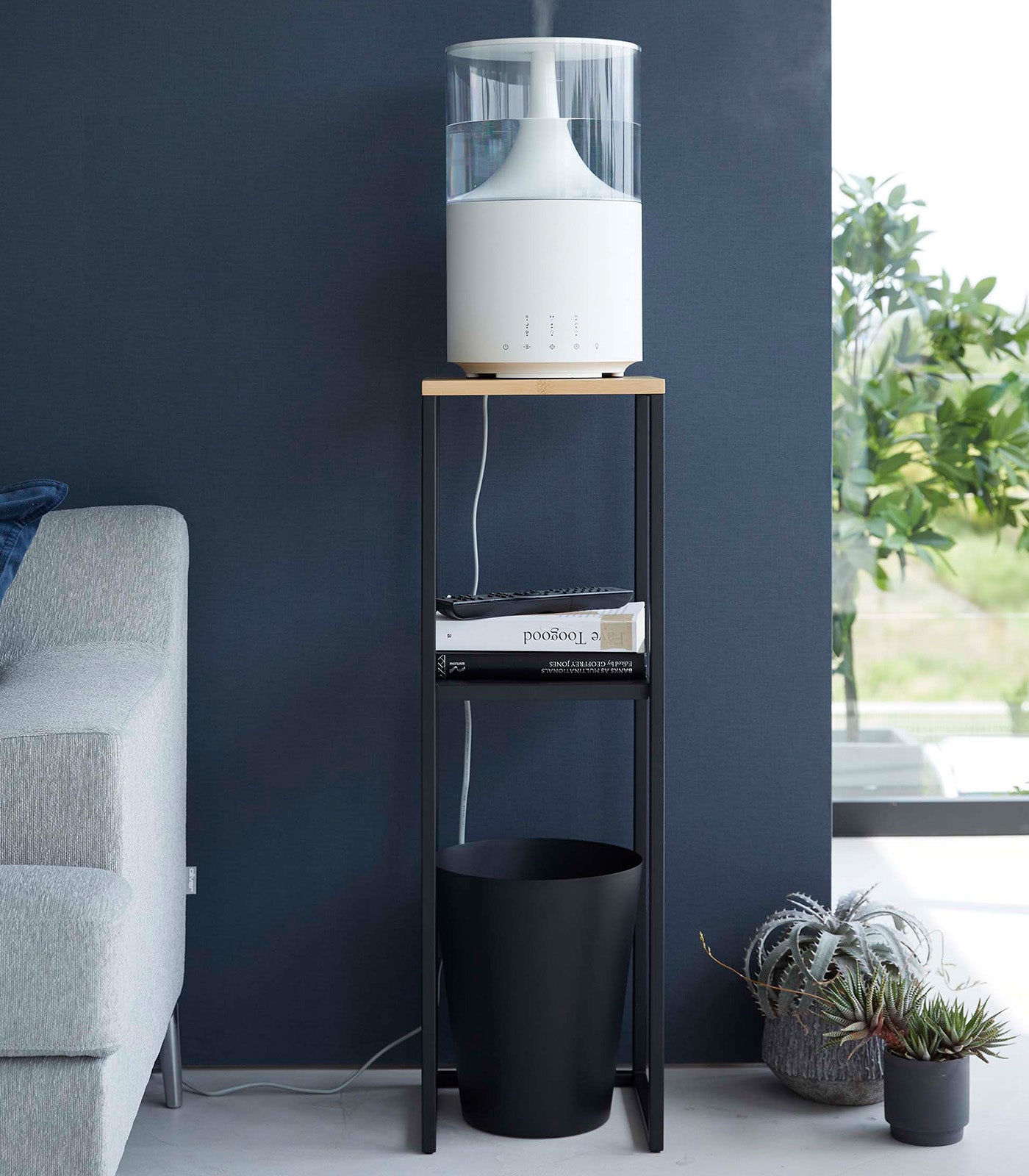 Two Tier Display & Storage Shelf - 31.5 Inch Height Steel and Wood Organizer for Kitchen, Bathroom, or Office Organization