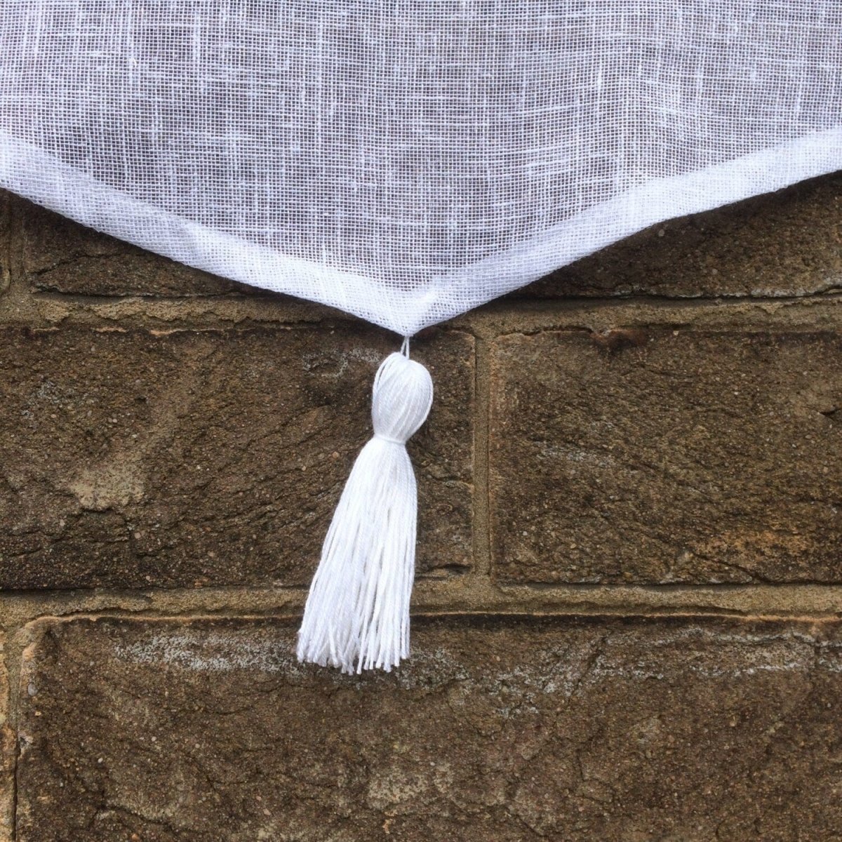 Tatton Sheer Linen Tassel Curtain with Embroidered Monogram - Elegant Window Treatment for Living Room, Bedroom & Nursery Decor