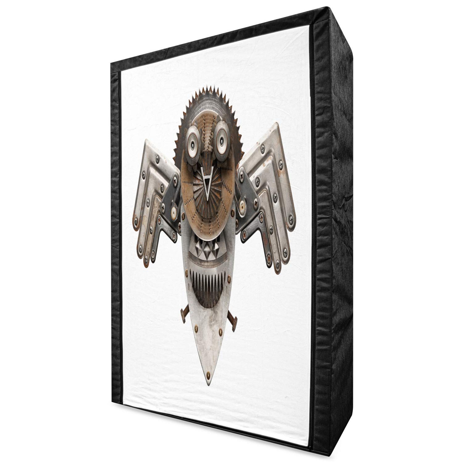 Ambesonne Industrial Portable Fabric Wardrobe with Owl & Gear Print - 42.5
