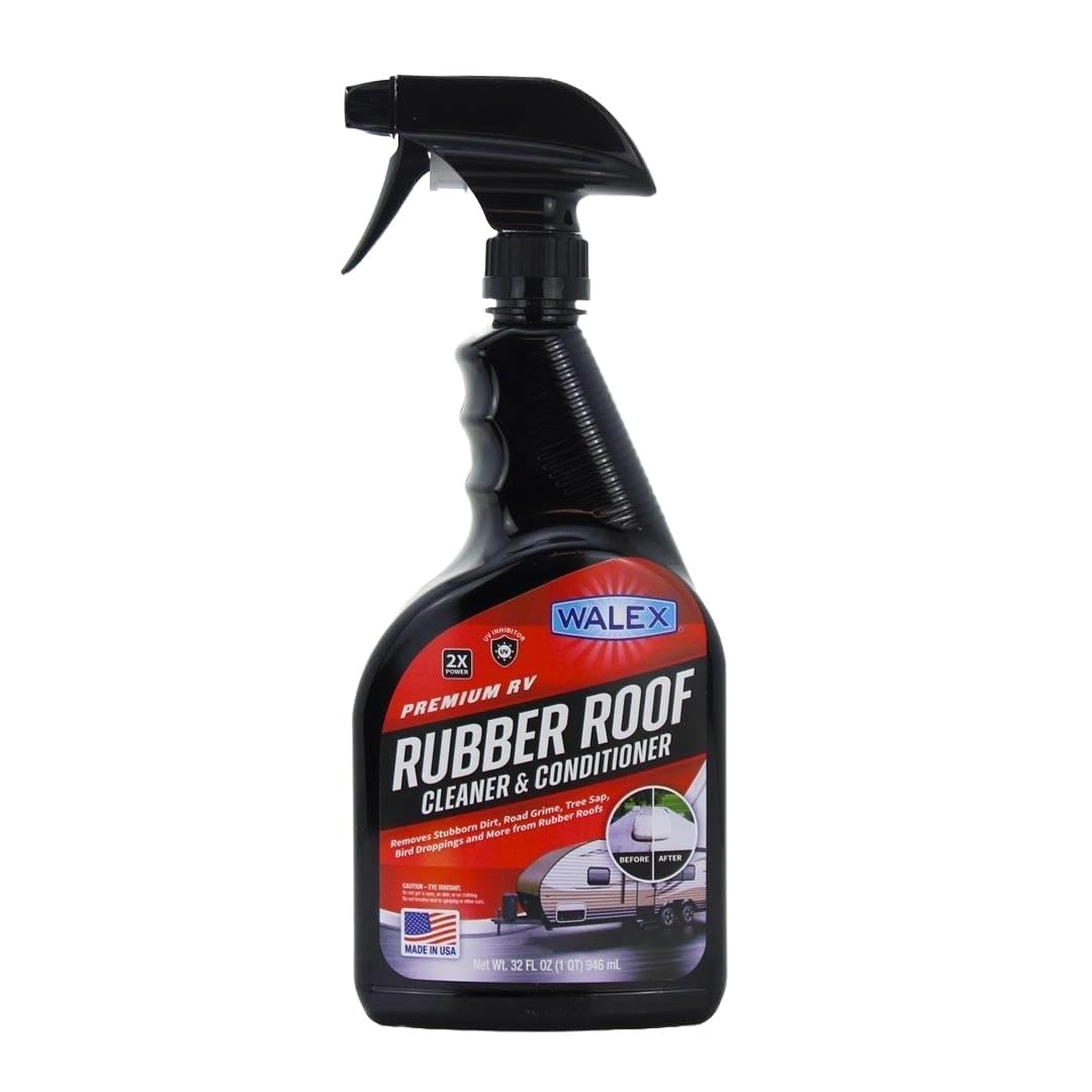 Walex RV Rubber Roof Cleaner & Conditioner - 32 oz | Removes Dirt, Road Grime, Tree Sap, Bird Droppings | Protects & Conditions RV Roof | Ideal for RVs, Campers, Motorhomes, Trailers | Perfect for Outdoor Travel & Camping Maintenance
