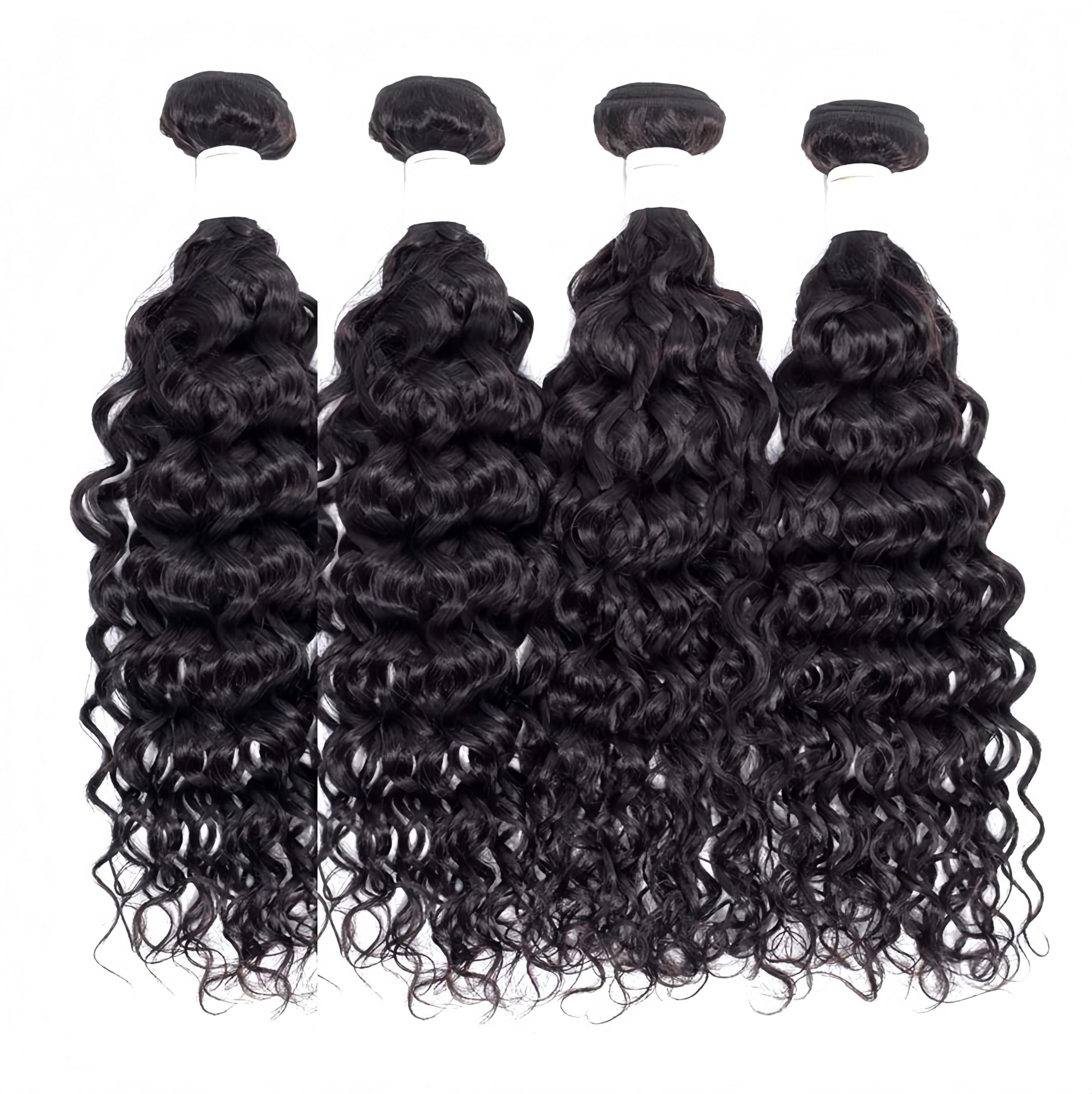 Foruiya 4 Bundles Brazilian Human Hair Weave with T Lace Closure 10/10/10/10+10