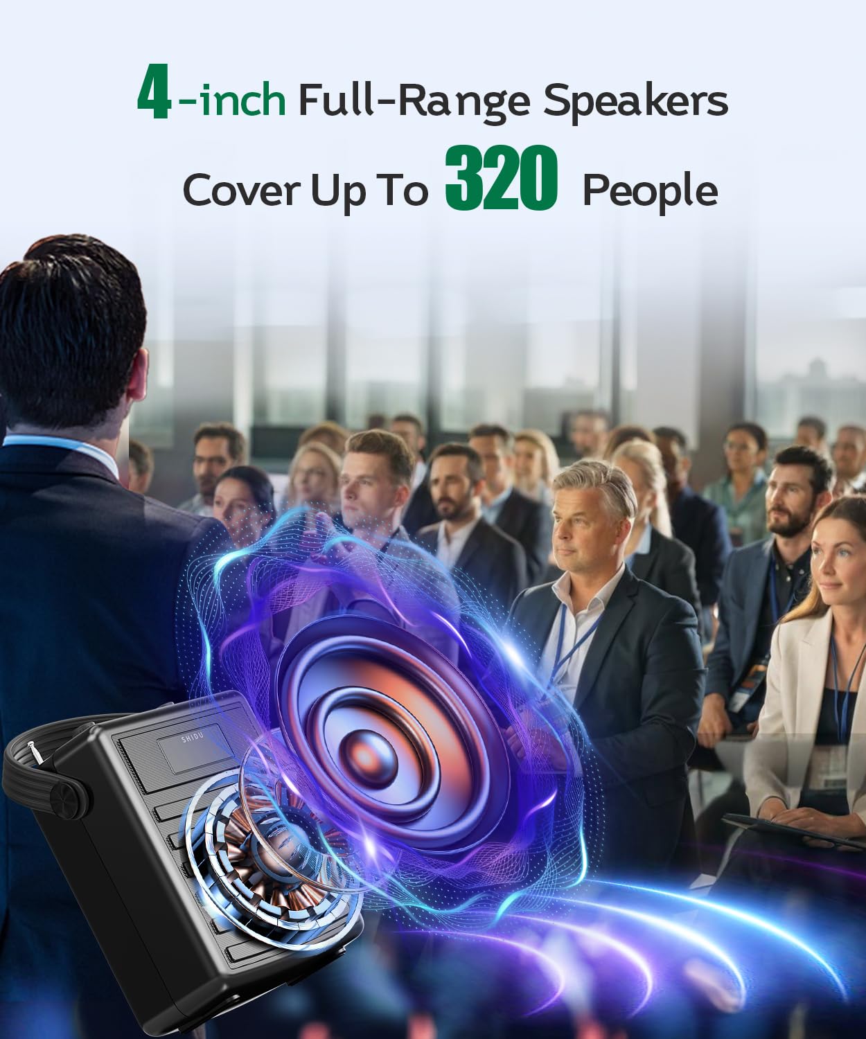 SHIDU Professional Portable Voice Amplifier with Wireless UHF Microphone & Bluetooth Speaker - Headset & Handheld Mic Included - Ideal for Teachers, Meetings, Speeches, Outdoor Events & Public Speaking
