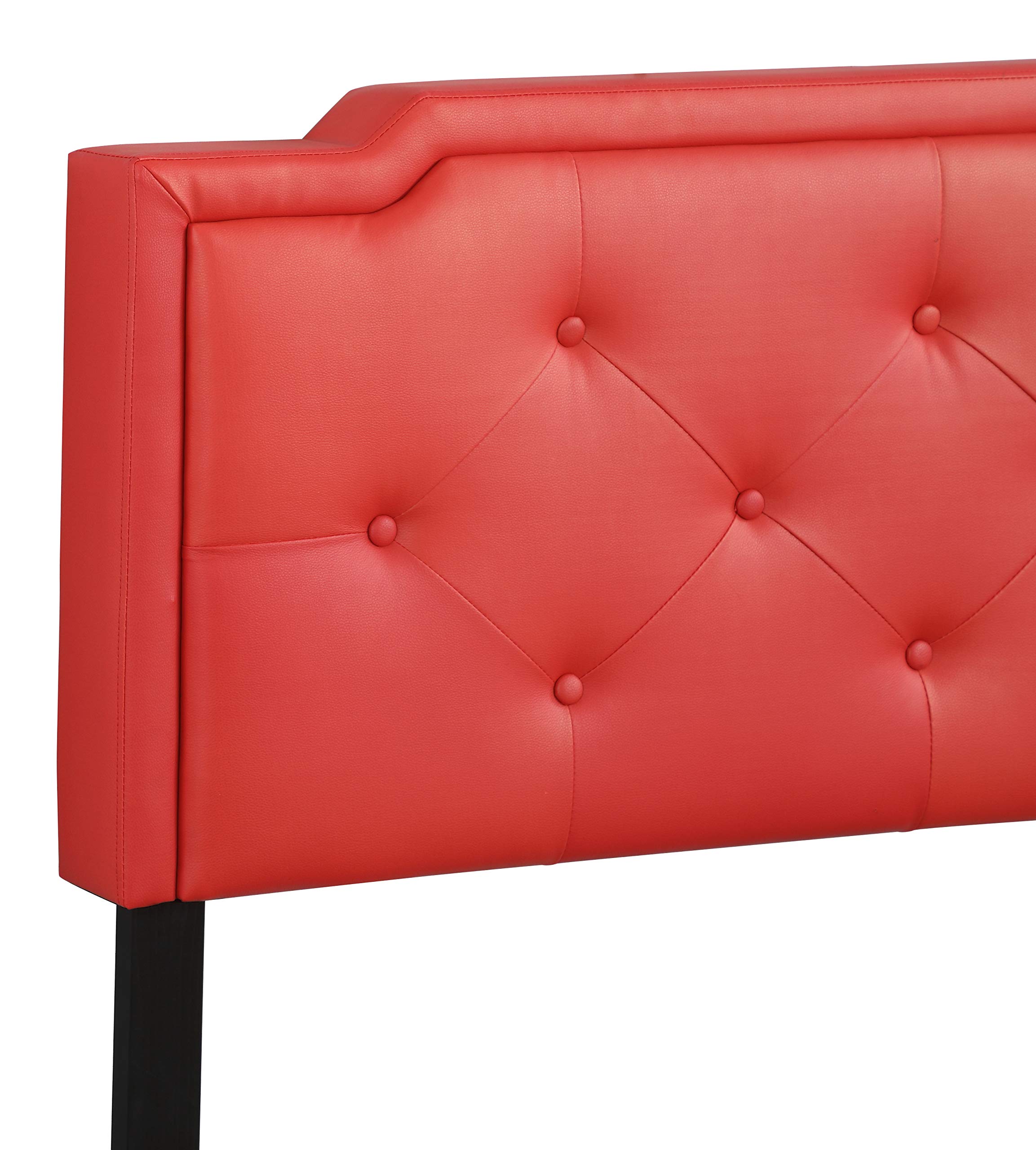 Glory Furniture Deb Faux Leather Upholstered Full Size Bed Frame in Red - Modern Luxury Bedroom Furniture for Master & Guest Rooms