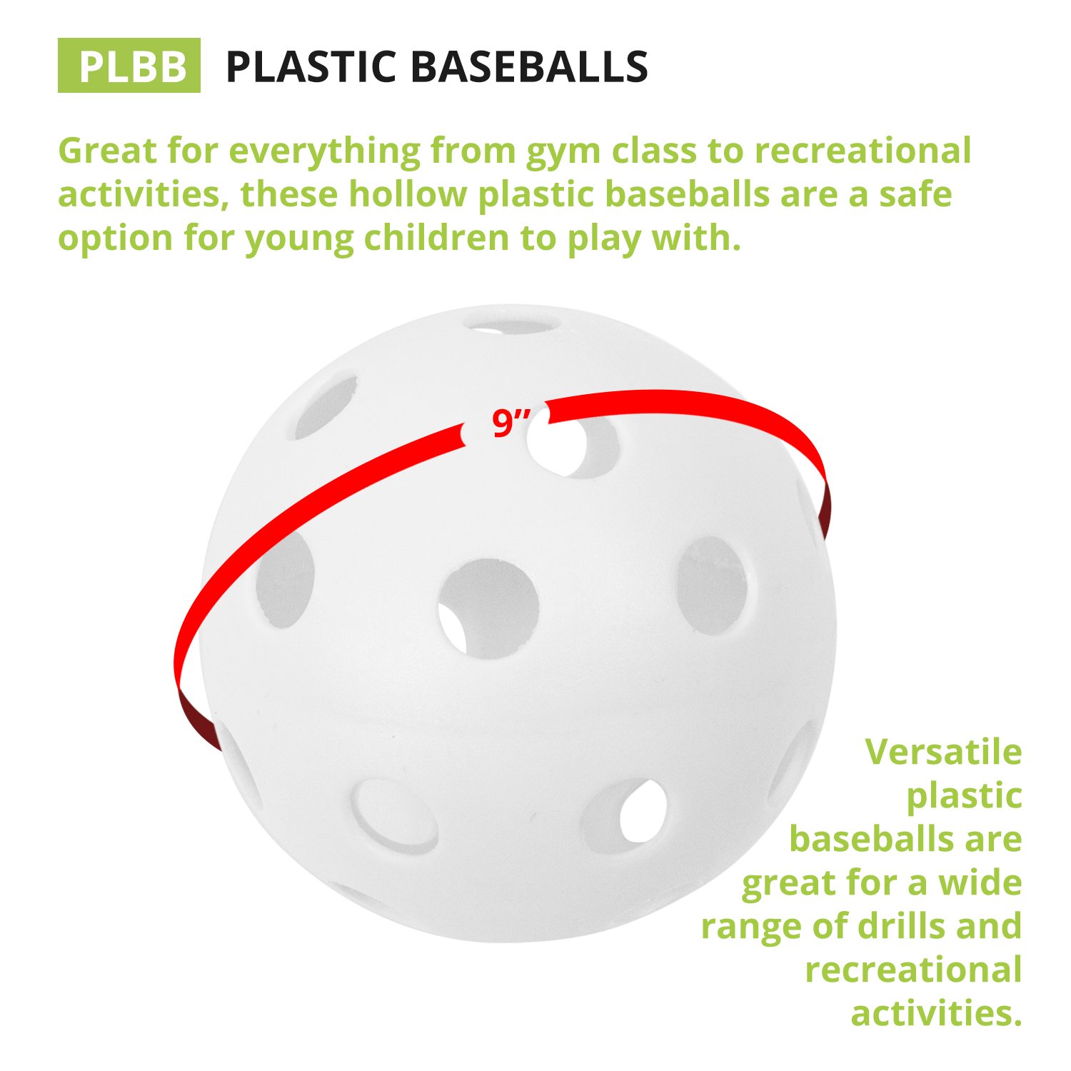 Champion Sports Hollow Plastic Baseballs - Lightweight Training Balls for Baseball Practice, Pitching & Batting Drills | Perfect for Backyard, Cage & Team Training