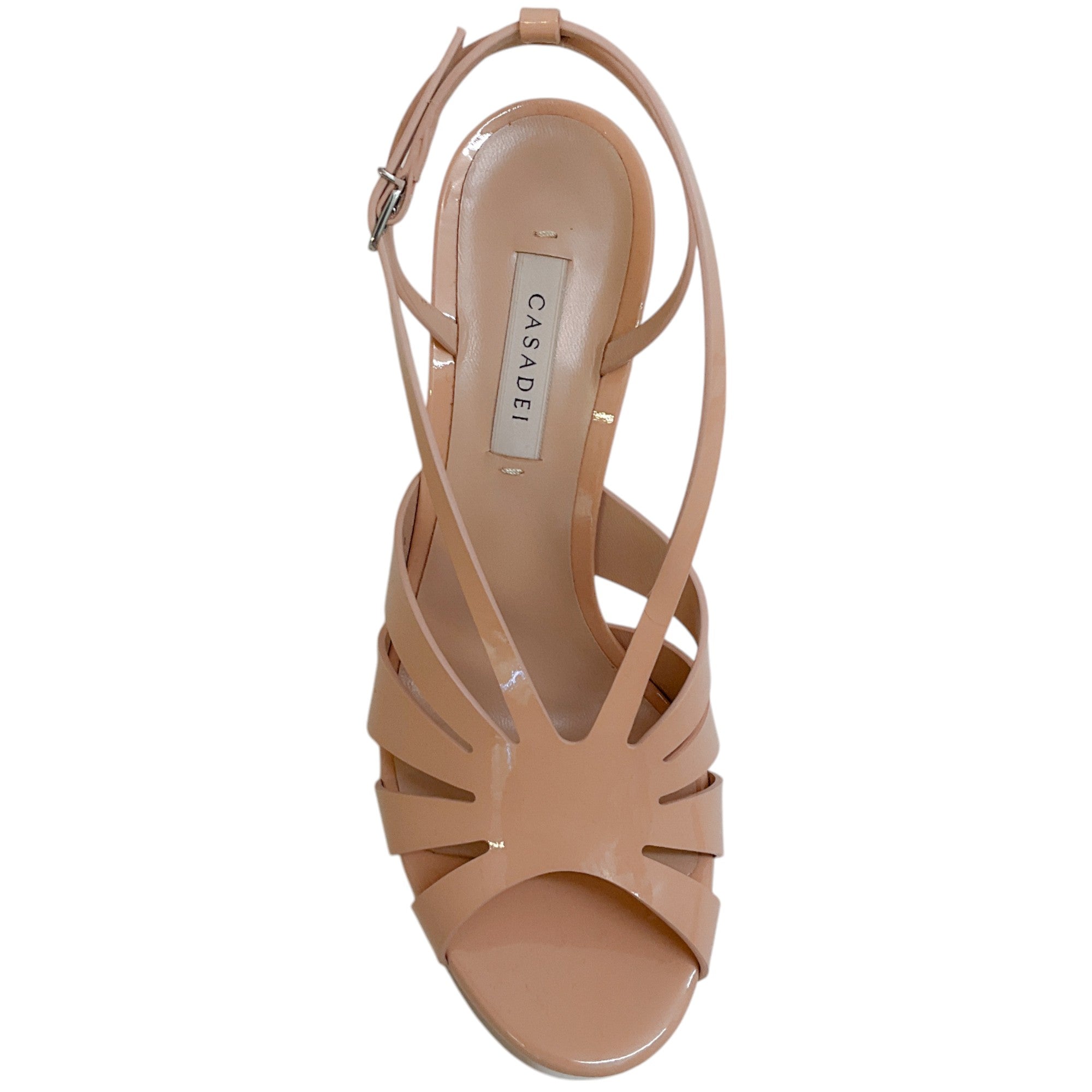 Casadei Nude Patent Leather Donna Tiffany Platform Sandals for Women - Elegant High Heel Dress Sandals for Weddings, Parties & Evening Events
