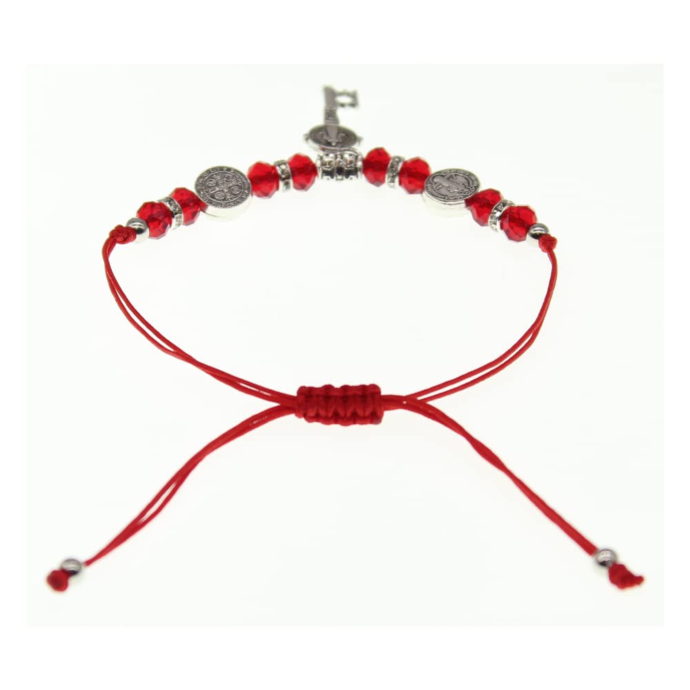 Saint Benedict Red Prayer Bracelet (SB-43) - Catholic Protection Charm for Men & Women - Religious Jewelry for Daily Wear & Spiritual Blessings