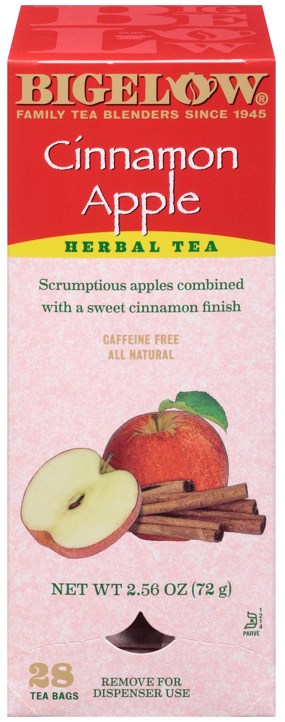 Bigelow Cinnamon Apple Hibiscus Herbal Tea Bags - 28 Count (Pack of 6) | All Natural Non-GMO Caffeine-Free Tea | Perfect for Relaxation, Afternoon Tea & Gift Giving