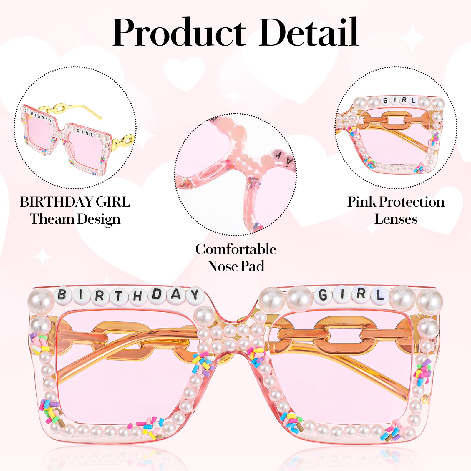 Birthday Girl Sunglasses for Women & Girls - Pink Party Glasses for Birthday Celebrations, Gifts & Accessories | Perfect for Birthday Parties, Bachelorette Events & Festive Occasions