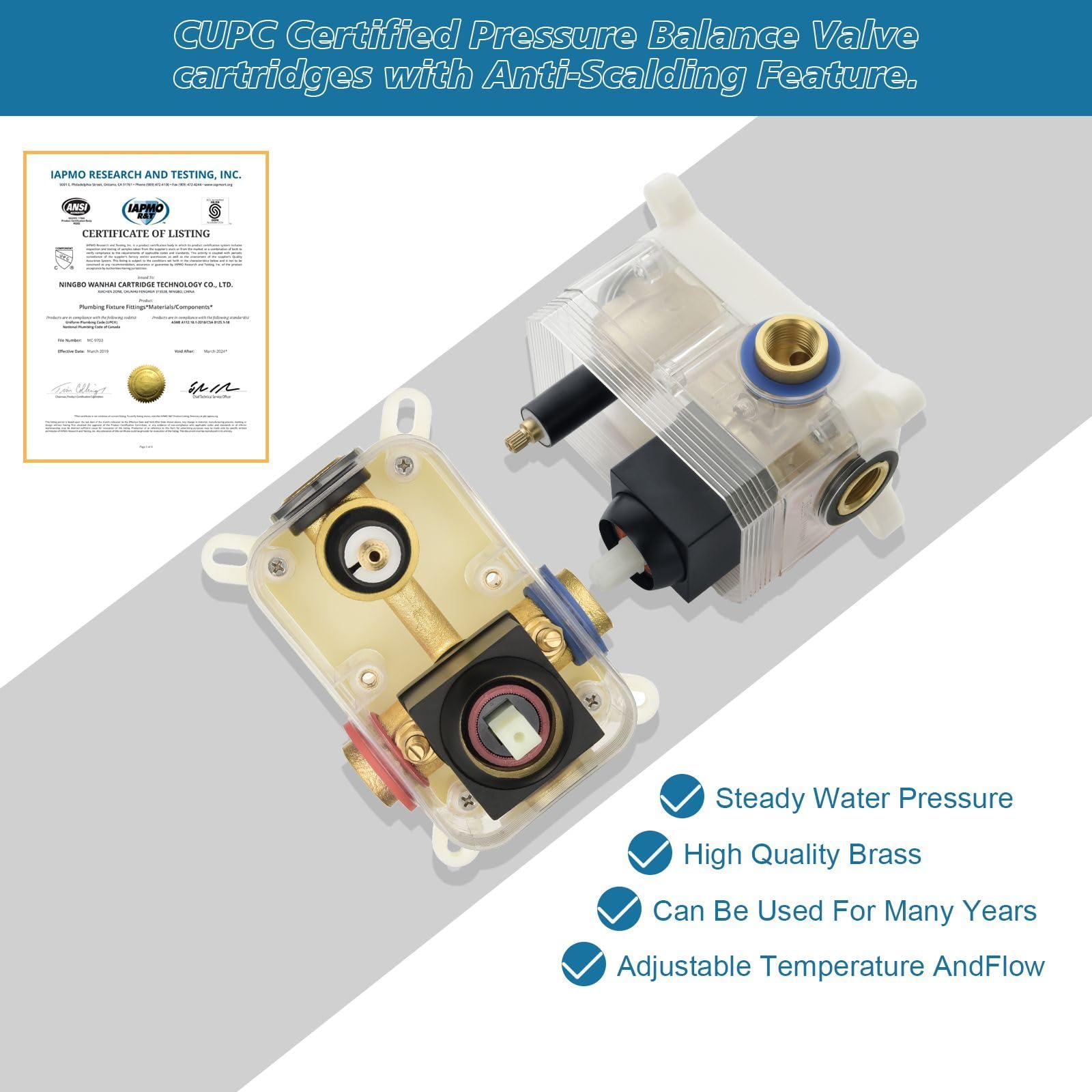 QISHENG Solid Brass Pressure Balance Shower Diverter Valve - 2 Function Outlet, Brushed Nickel Trim Kit for Bathroom Shower Replacement | Perfect for Modern Bathroom Renovations & Shower System Upgrades