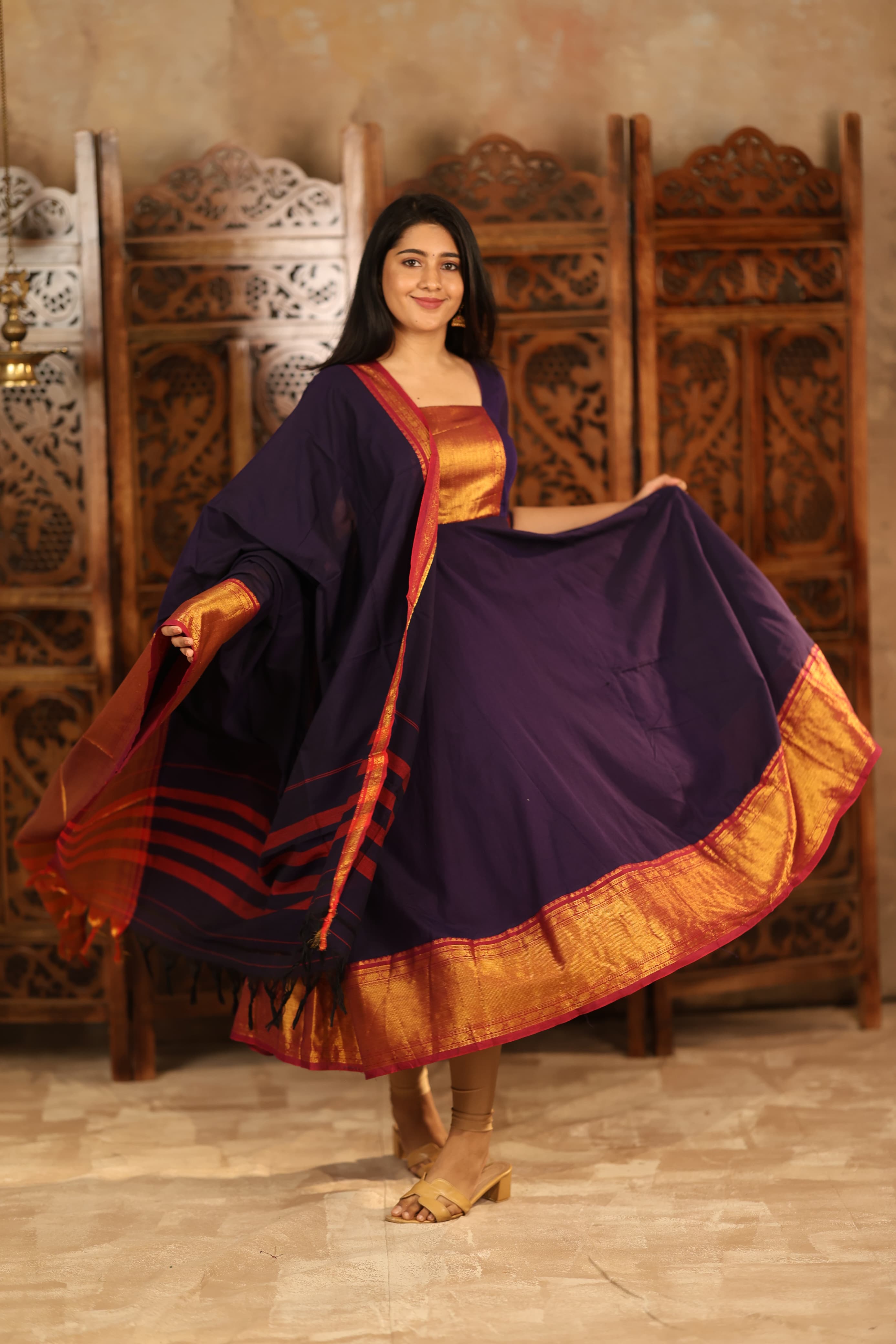 DD767 Lavanya Series 2 Pure Cotton Anarkali Dress for Women | Elegant Indian Ethnic Wear | Perfect for Weddings, Festivals & Special Occasions