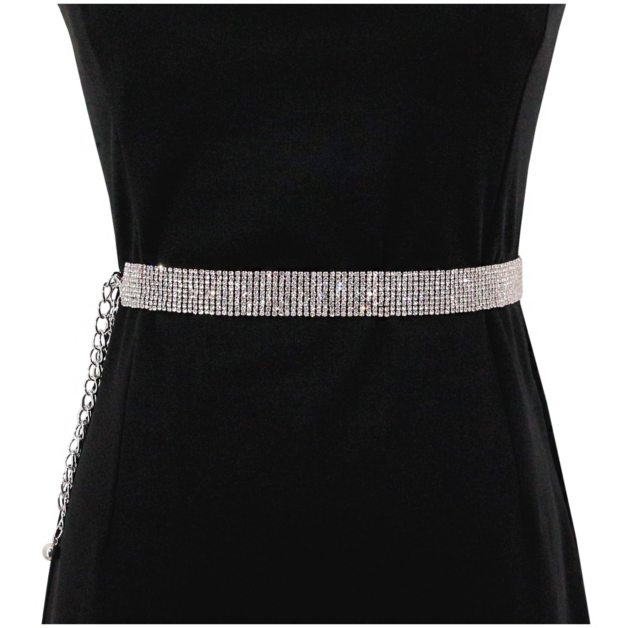 Jascaela Women's Sparkle Rhinestone Chain Belt - Glitter Waist Belt for Wedding Dresses & Formal Wear | Elegant Accessory for Bridal Gowns, Evening Gowns, Prom & Special Occasions