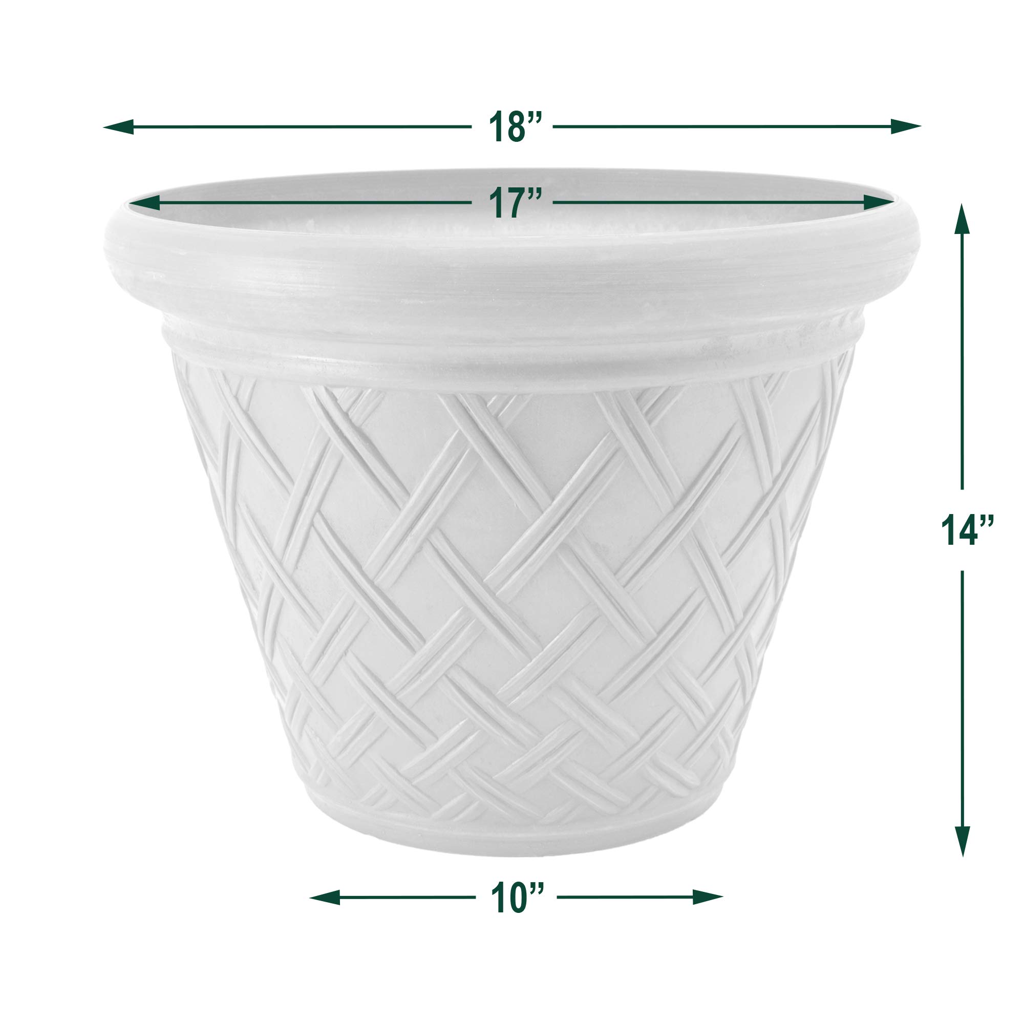 PSW 18-inch Basket Weave Planter Pot - Terra Cotta Indoor Outdoor Plant Container for Home Garden, Patio & Balcony Decor - Perfect for Succulents, Herbs & Flowers