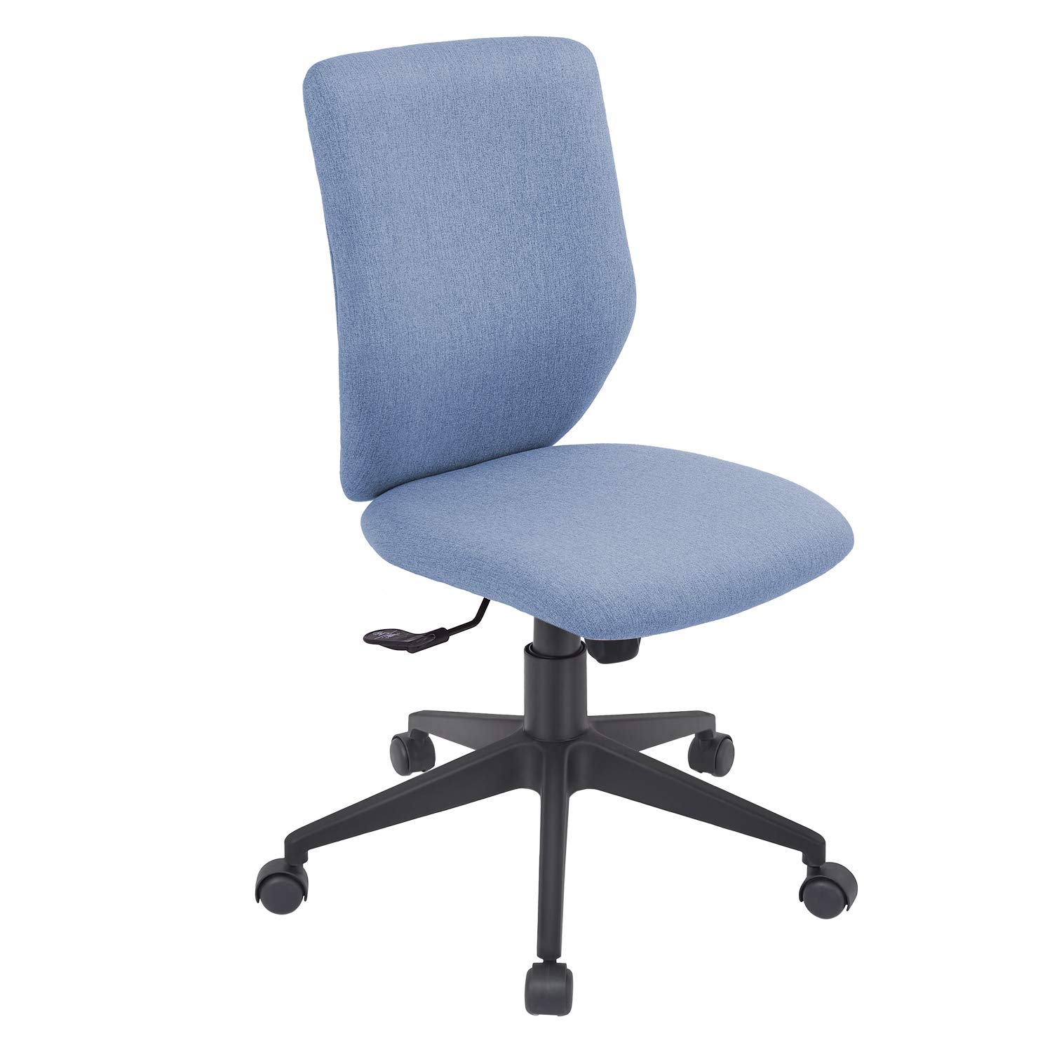 Bowthy Armless Office Chair - Ergonomic Rolling Desk Chair with Wheels, No Arms Fabric Task Chair, Swivel Chair for Home Office, Computer Desk & Sewing Station (Blue) - Perfect for Small Spaces & Long Work Sessions