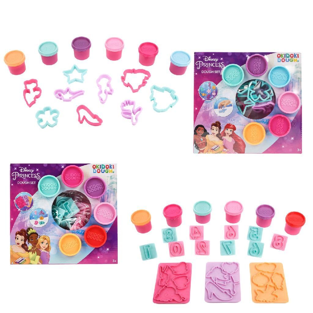 Disney Princess Okodoki Dough & Shapes Set (DP60155) - Creative Play Dough Kit for Kids, 10+ Fun Shapes - Perfect for Birthday Gifts & Preschool Learning Activities