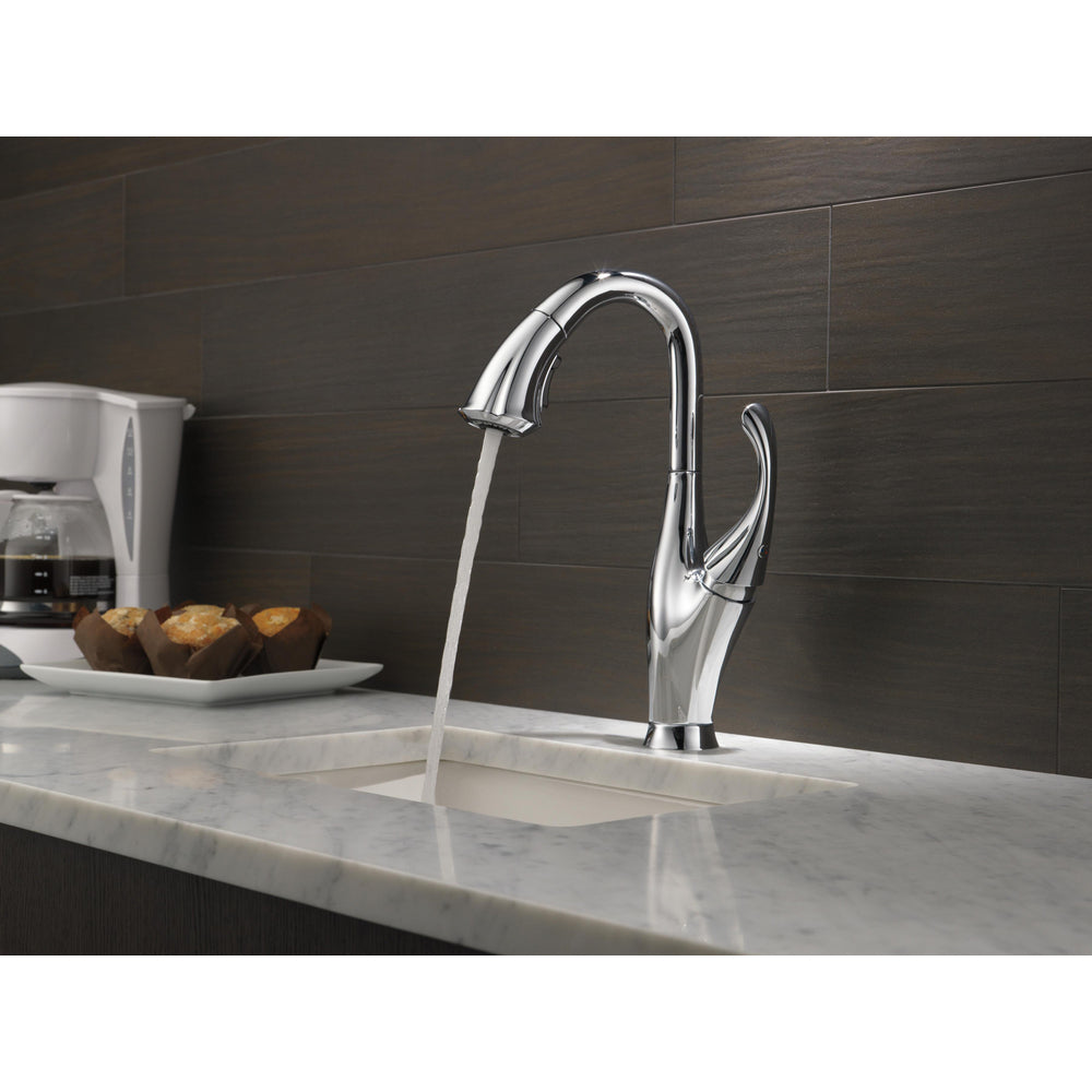 Delta Addison Bar Faucet with Pull-Down Sprayer - Chrome Finish 9992 DST - Perfect for Kitchen Islands, Wet Bars & Entertaining Areas