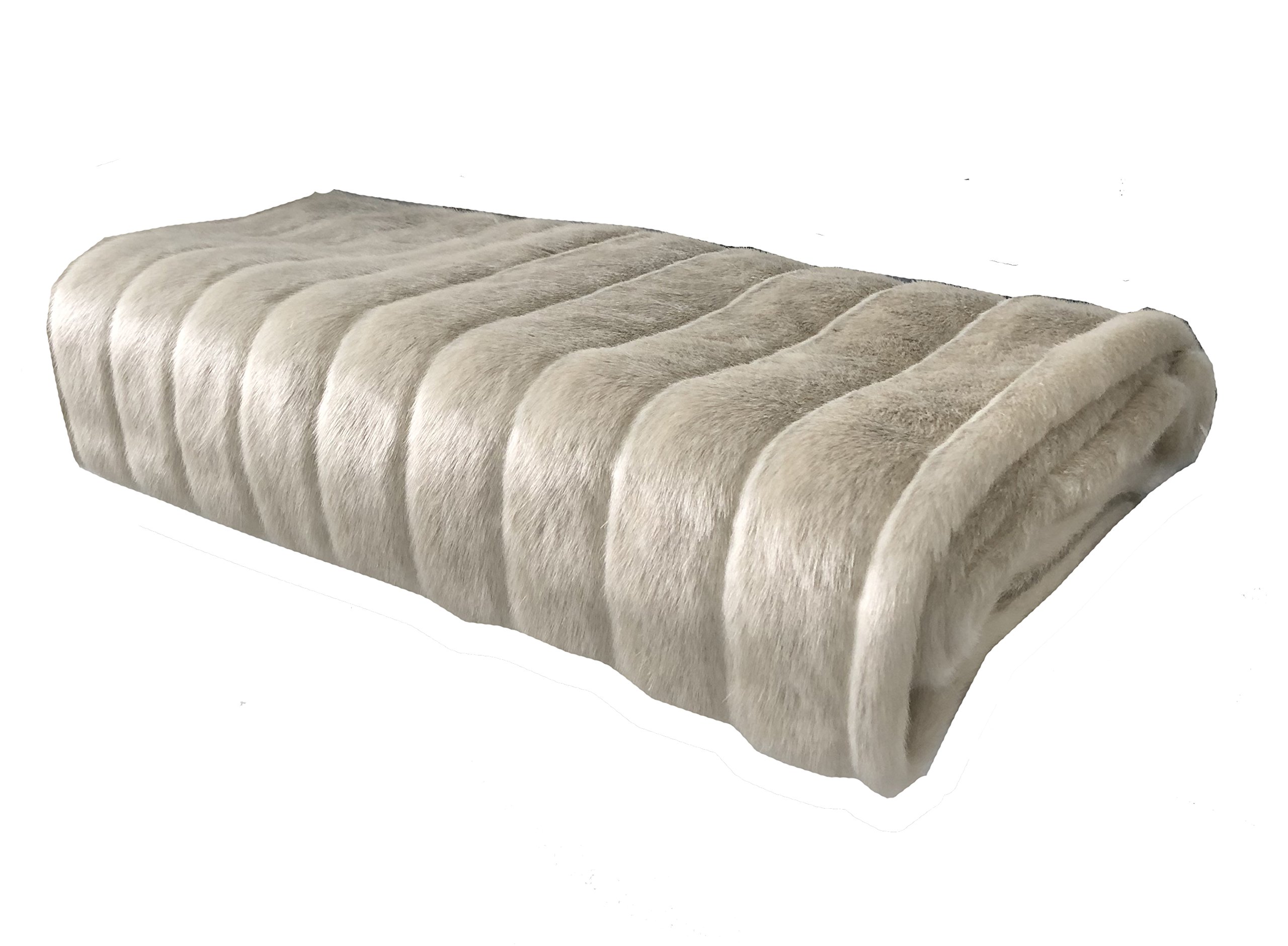 Plutus Faux Fur Ivory Luxury Throw Blanket - 96