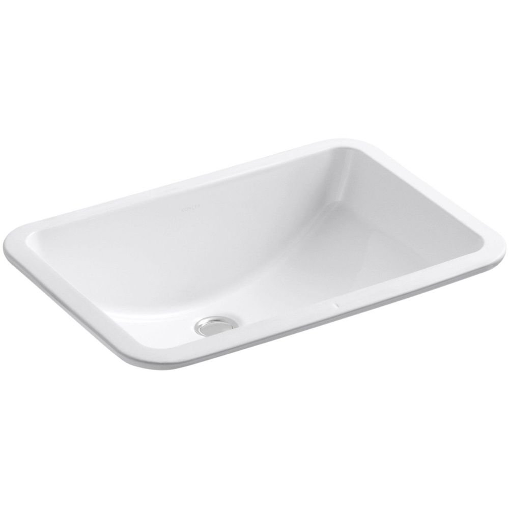 KOHLER K-2214-G-0 Ladena Undermount Bathroom Sink in White - Perfect for Small Bathrooms & Powder Rooms - Durable Porcelain Ceramic Sink for Home & Commercial Use
