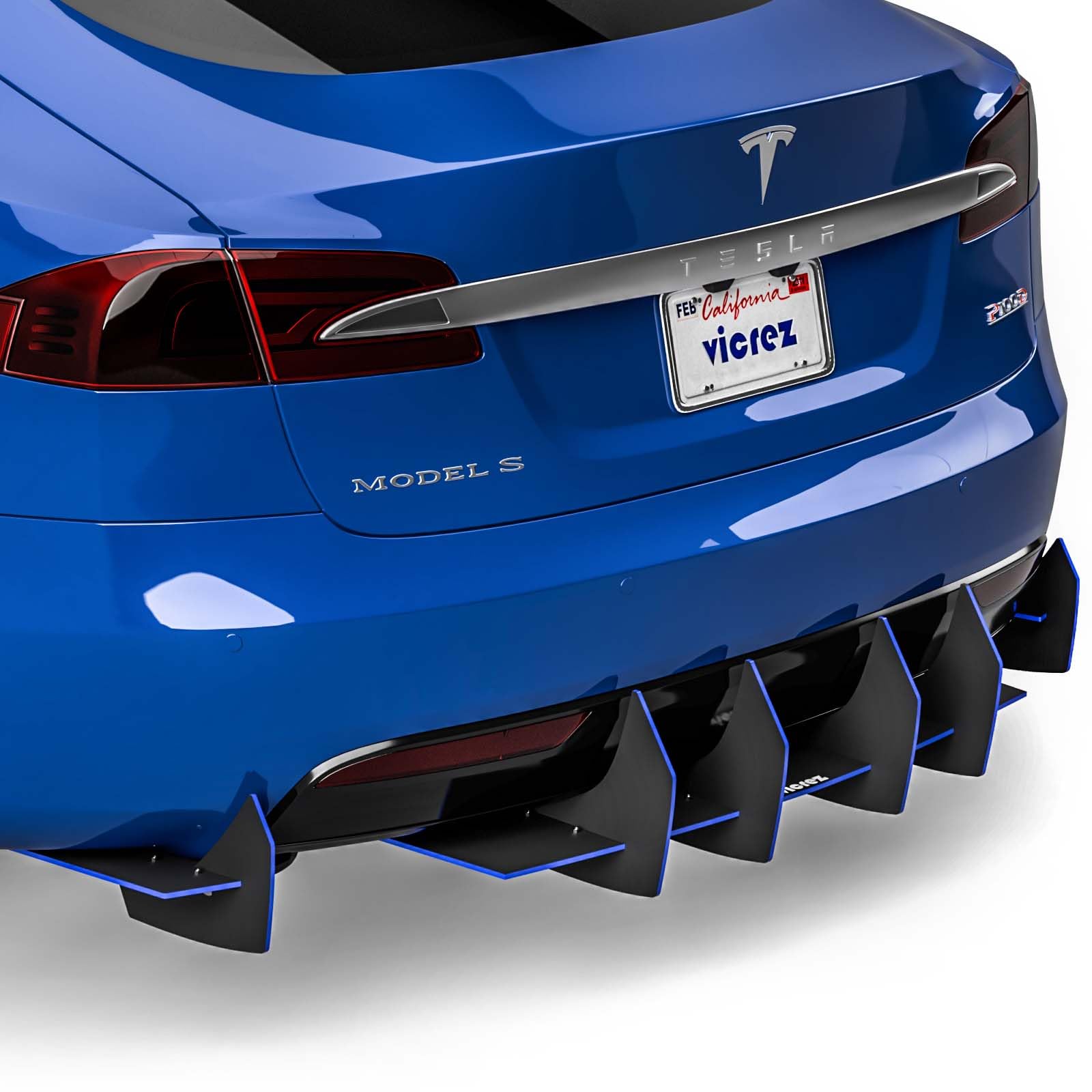 Vicrez Centa VR2 Rear Diffuser vz102387 for Tesla Model S 2015-2025 - Carbon Fiber Performance Upgrade for Enhanced Aerodynamics & Sporty Styling | Perfect for Track Days & Car Shows
