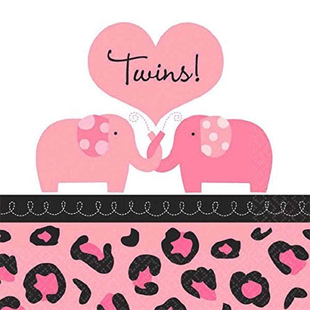 Amscan Twins Sweet Safari Beverage Napkins - 20 Pack, Animal Print Paper Napkins for Birthday Party, Baby Shower & Jungle Theme Decorations - Perfect for Kids, Adults & Safari Themed Events
