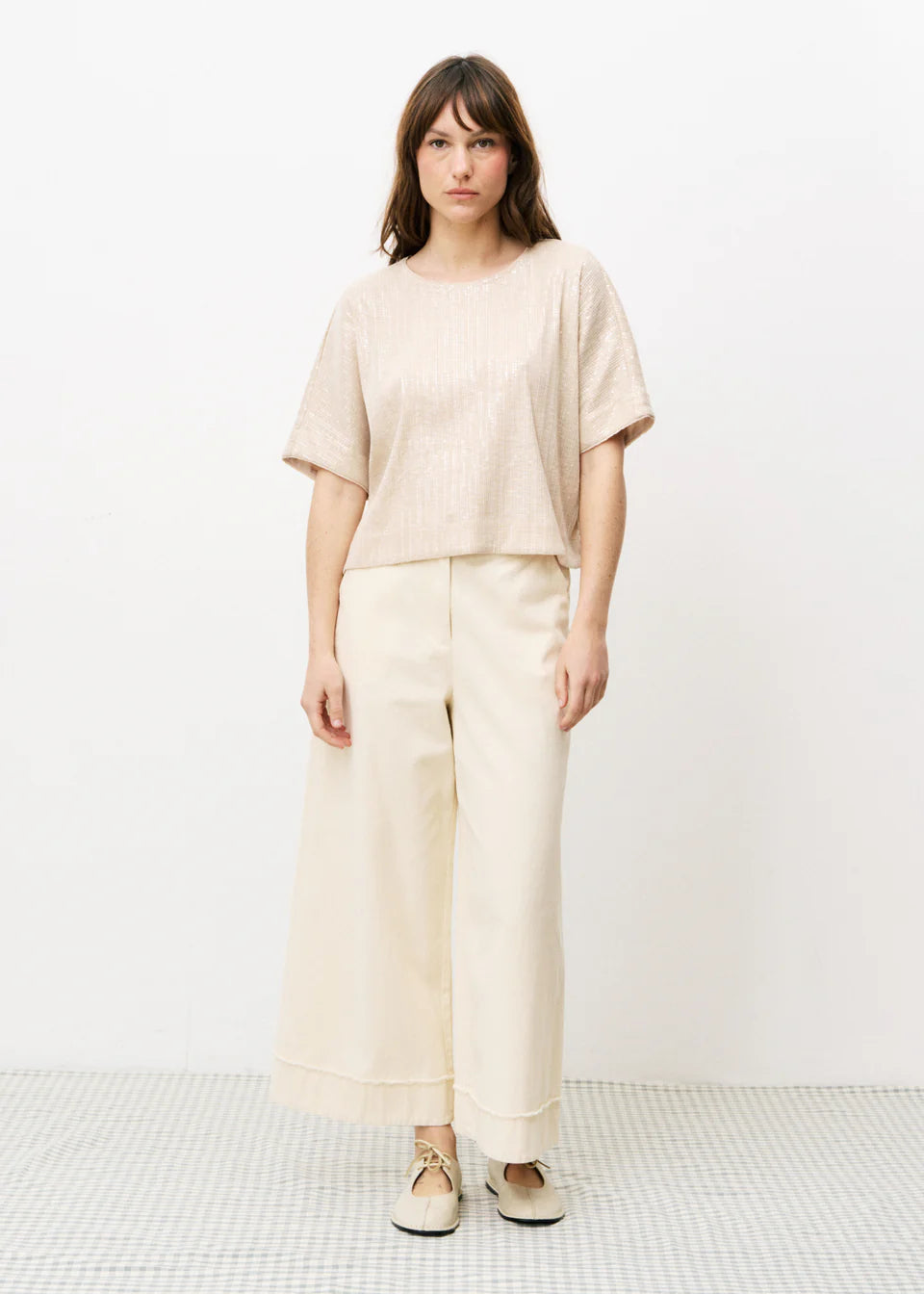 Araceli Women's Wide Leg Pants - Soft High Waisted Linen Trousers for Summer (Cream) | Casual Office Wear & Beach Vacation Outfits