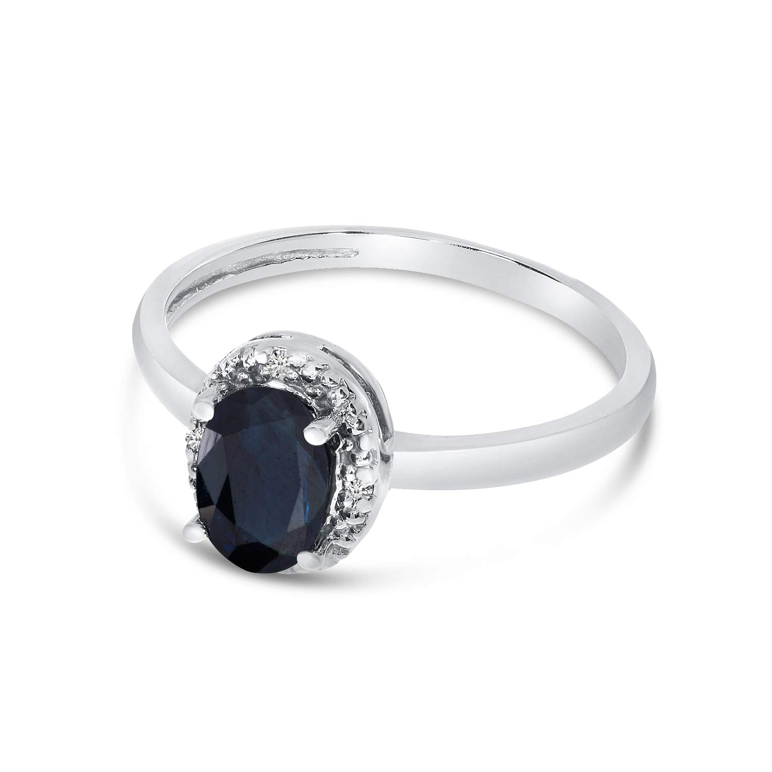 10K White Gold Oval Sapphire and Diamond Engagement Ring for Women - Perfect for Weddings, Anniversaries & Special Occasions