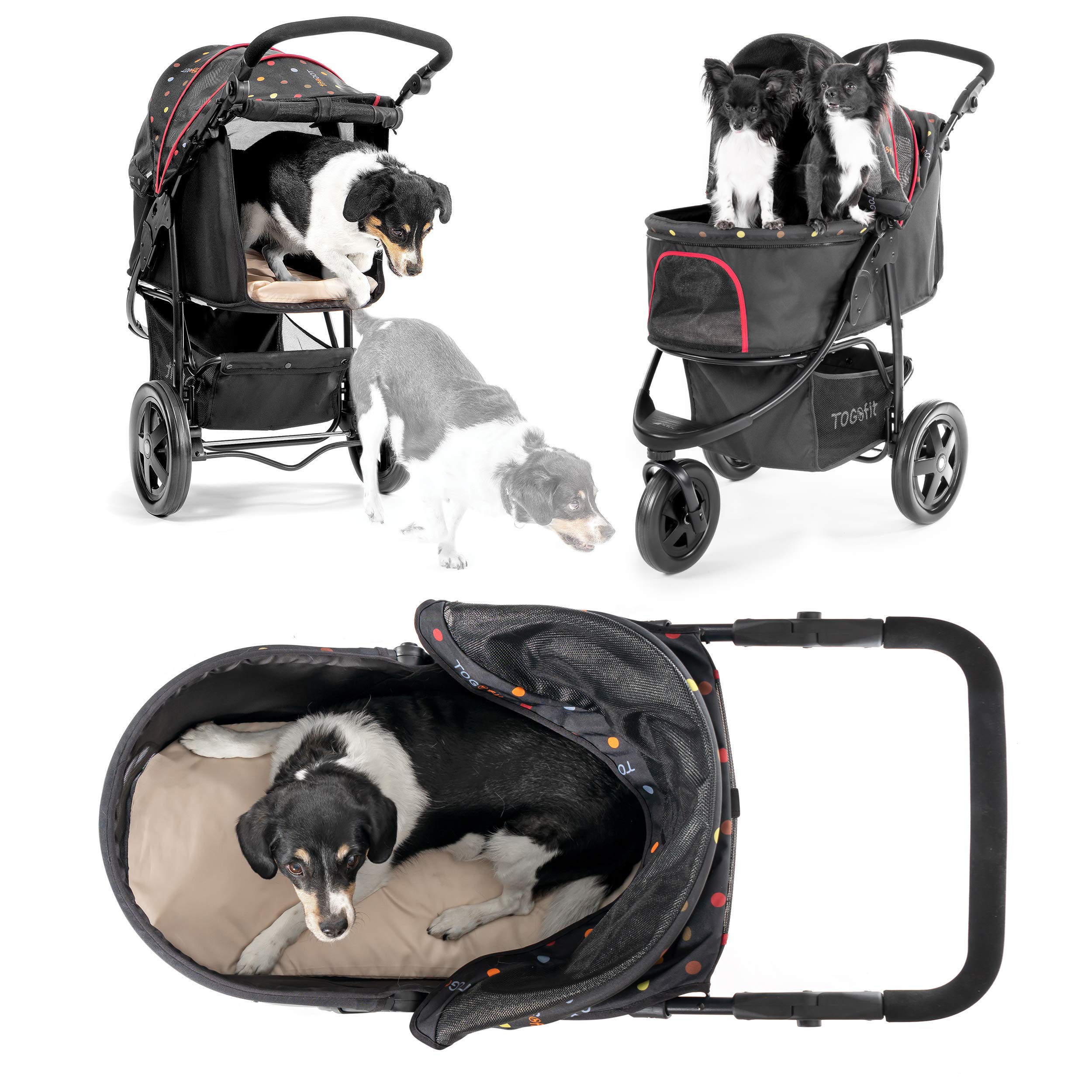 Hauck TOGfit Pet Roadster Luxury Foldable Dog Stroller for Small Dogs, Cats & Senior Pets - 6 Inch Wheels, Breathable Mesh Fabric - Perfect for Walking, Shopping & Outdoor Adventures