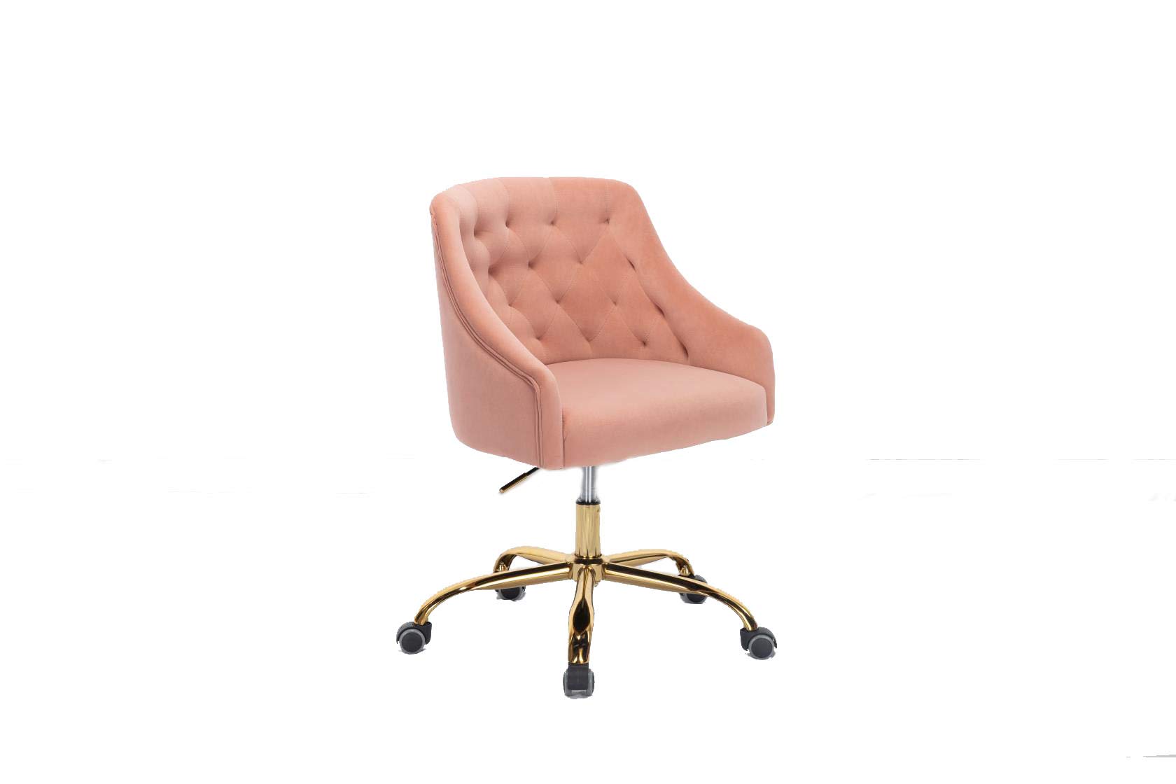 ZOBIDO Velvet Seashell Back Swivel Office Chair with Wheels - Ergonomic Home Desk Chair for Women, Girls & Kids - Pink Vanity Chair for Living Room, Bedroom & Home Office Workspace